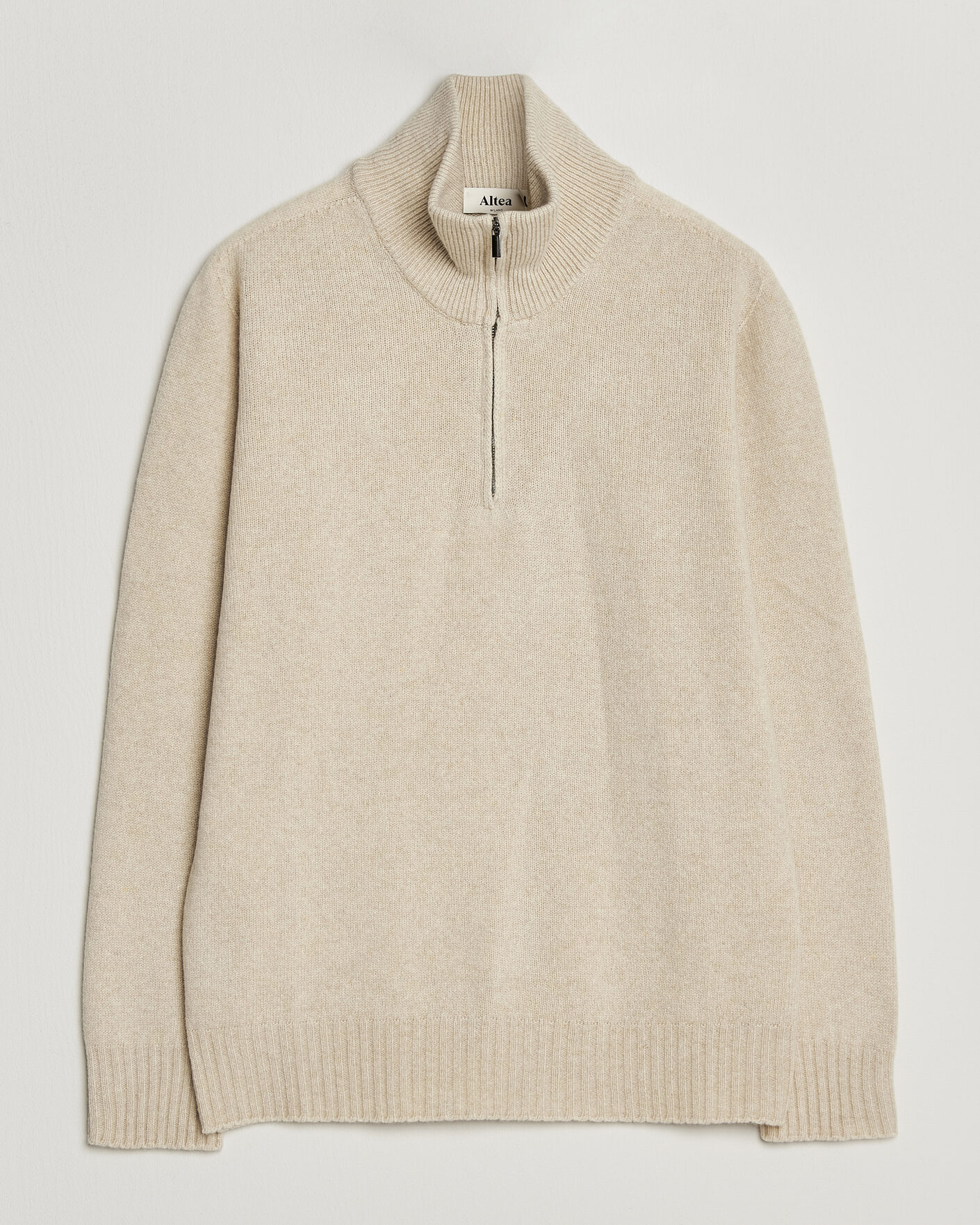 Men | Sweaters & Knitwear | Altea | Wool/Cashmere Half Zip Beige