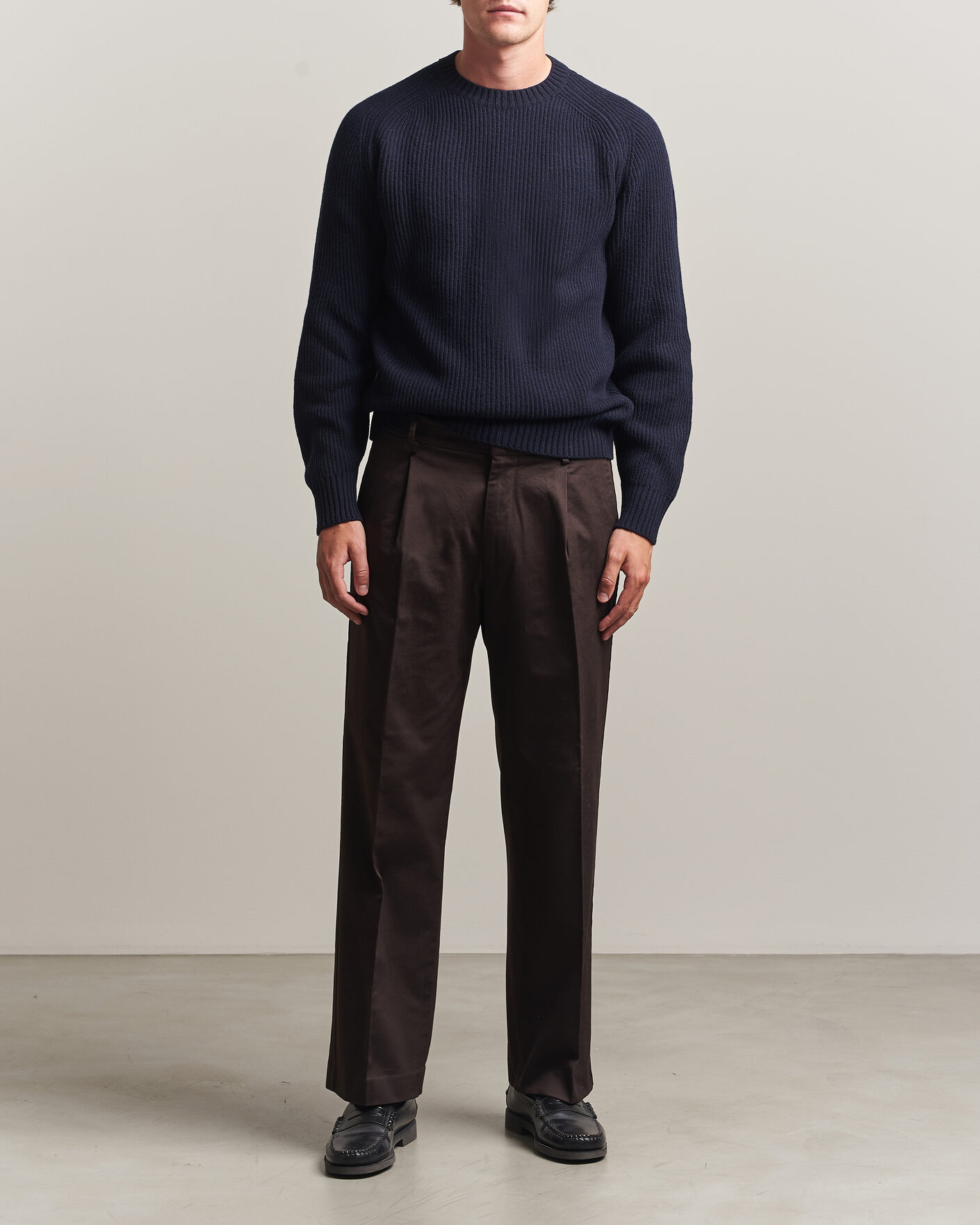 Men | Sweaters & Knitwear | Altea | Rib Wool Crew Neck Navy