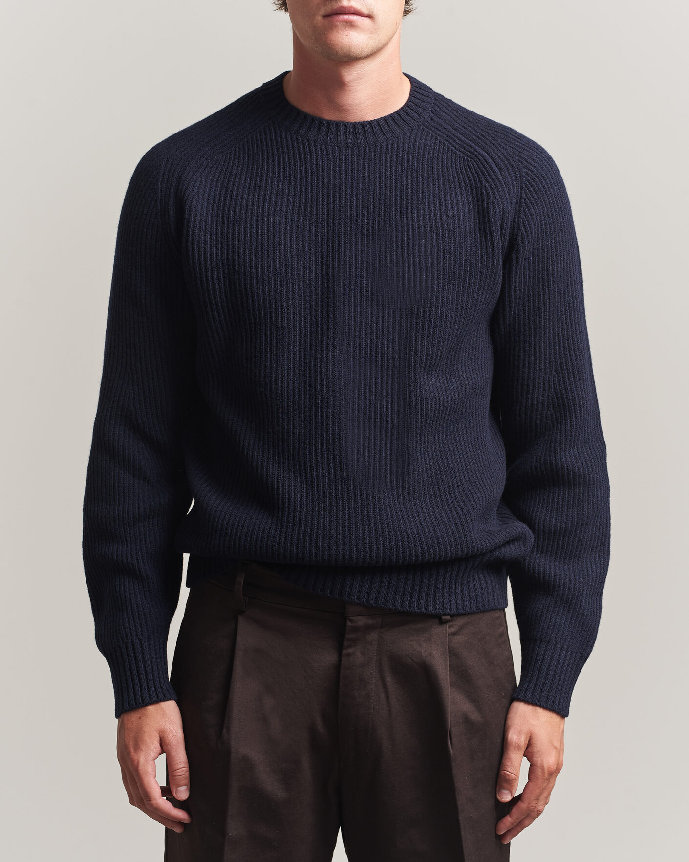 Men | Sweaters & Knitwear | Altea | Rib Wool Crew Neck Navy