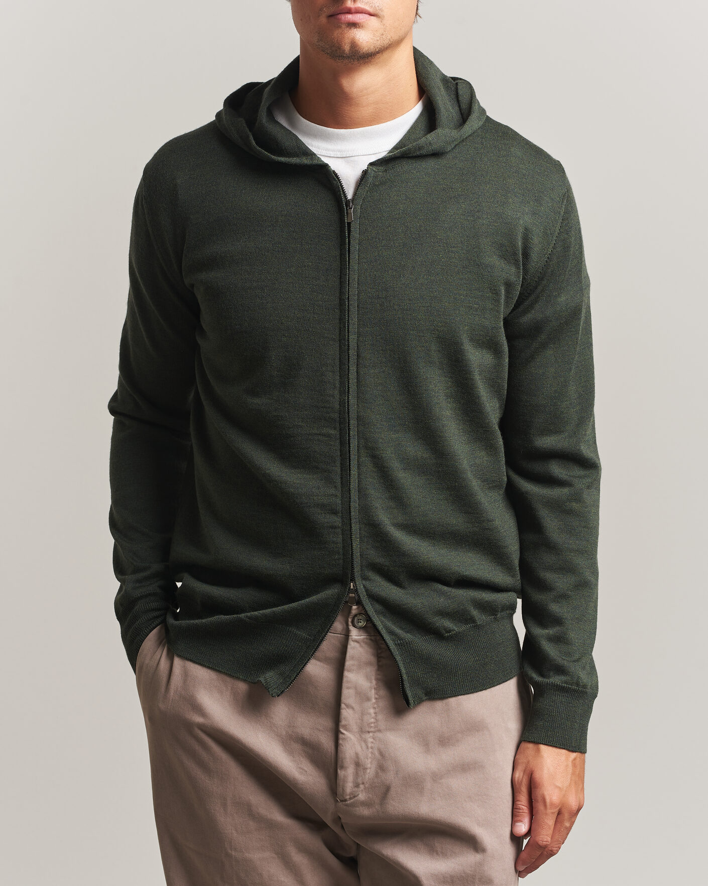 Men | Sweaters & Knitwear | Altea | Merino Wool Cardigan Dark Military