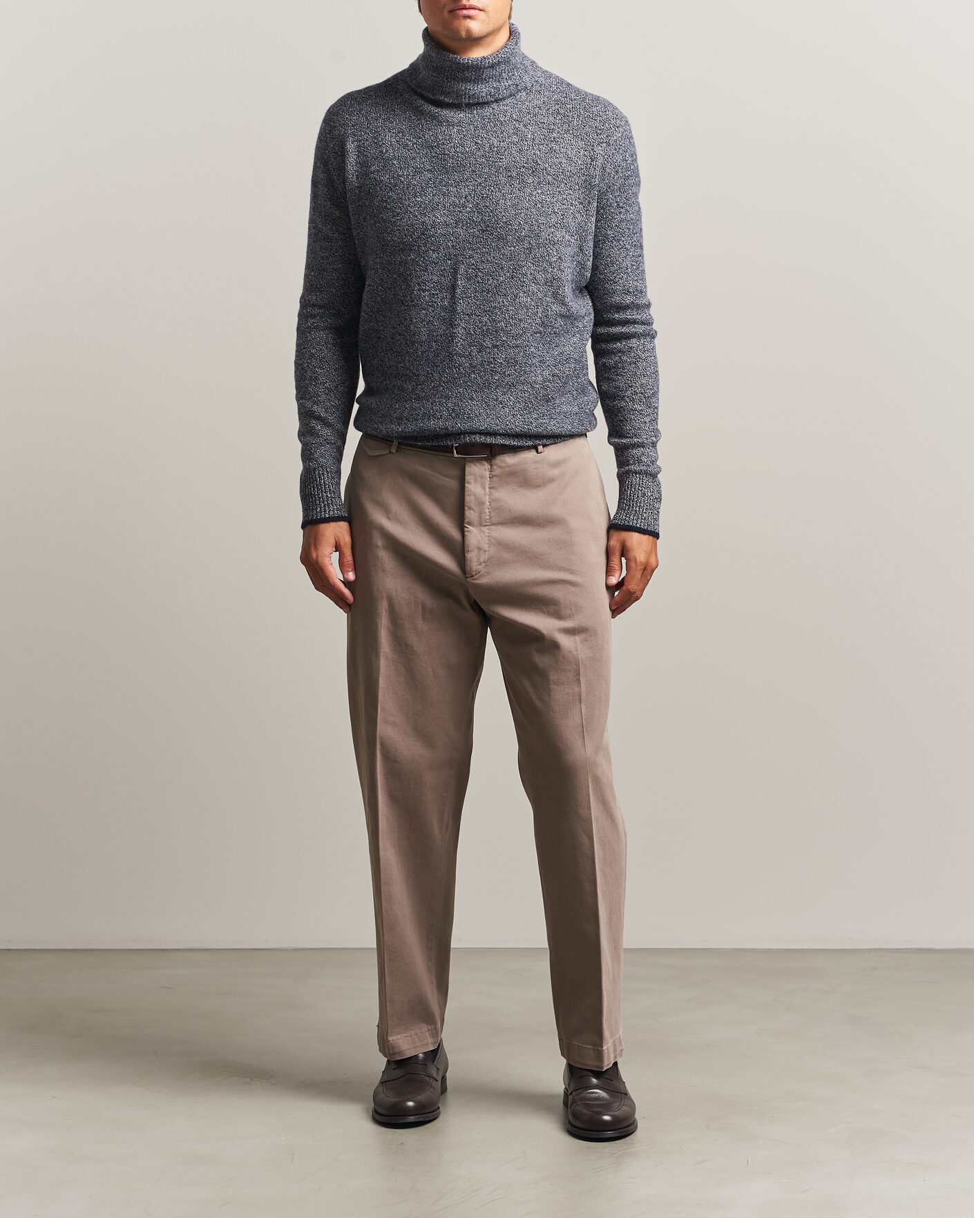 Men | Sweaters & Knitwear | Altea | Cloud Cashmere Blend Rollneck Navy Melange