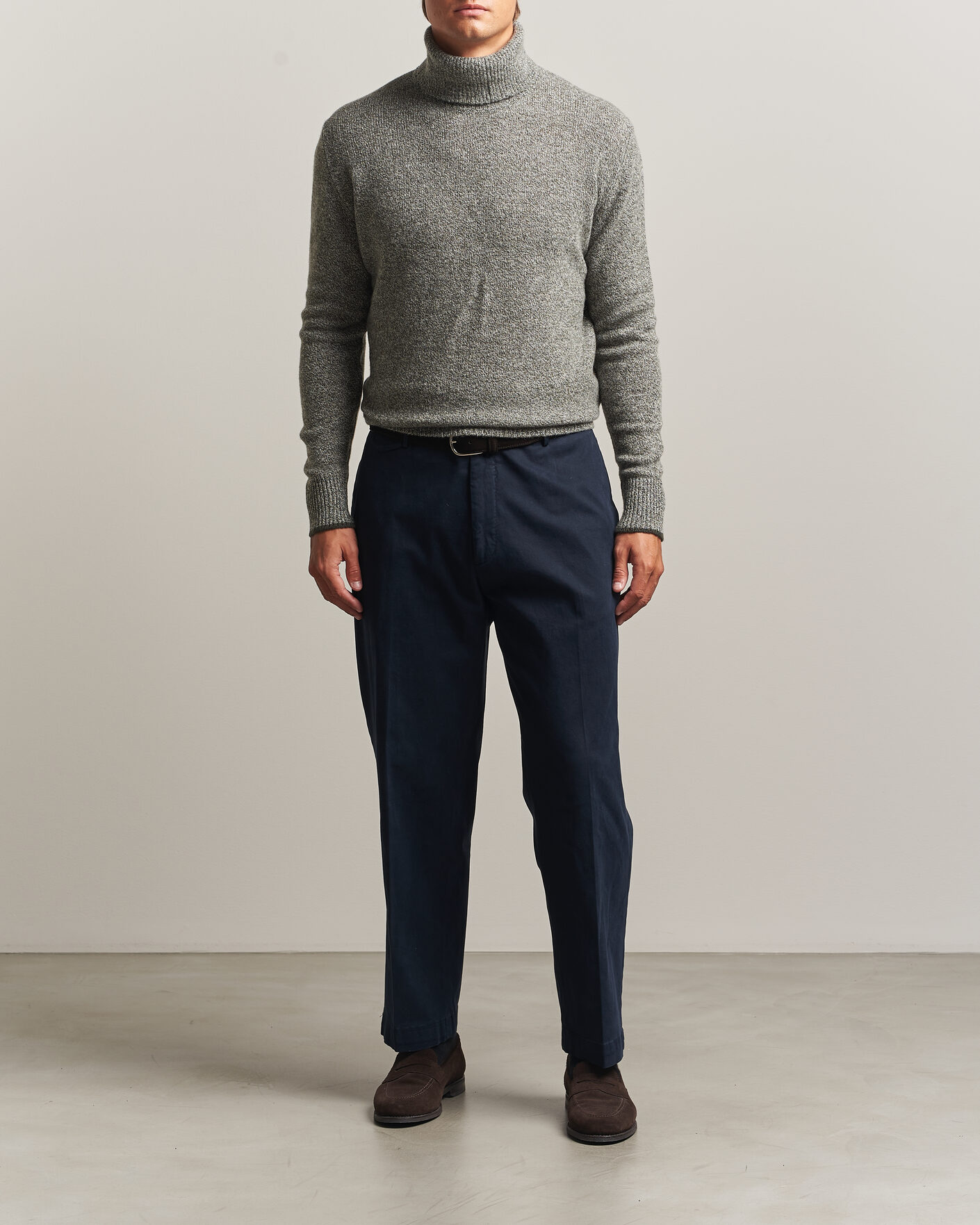 Men | Sweaters & Knitwear | Altea | Cloud Cashmere Blend Rollneck Green Melange