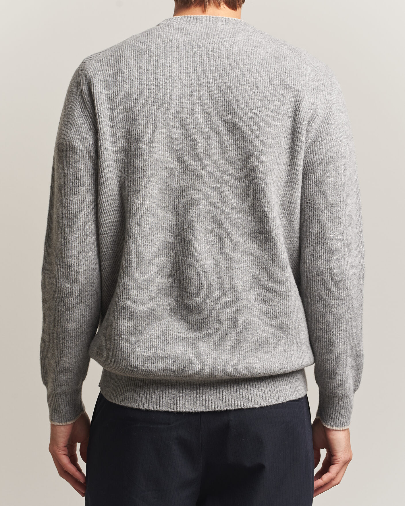 Men | Sweaters & Knitwear | Altea | Rib Wool Raglan Sweater Light Grey