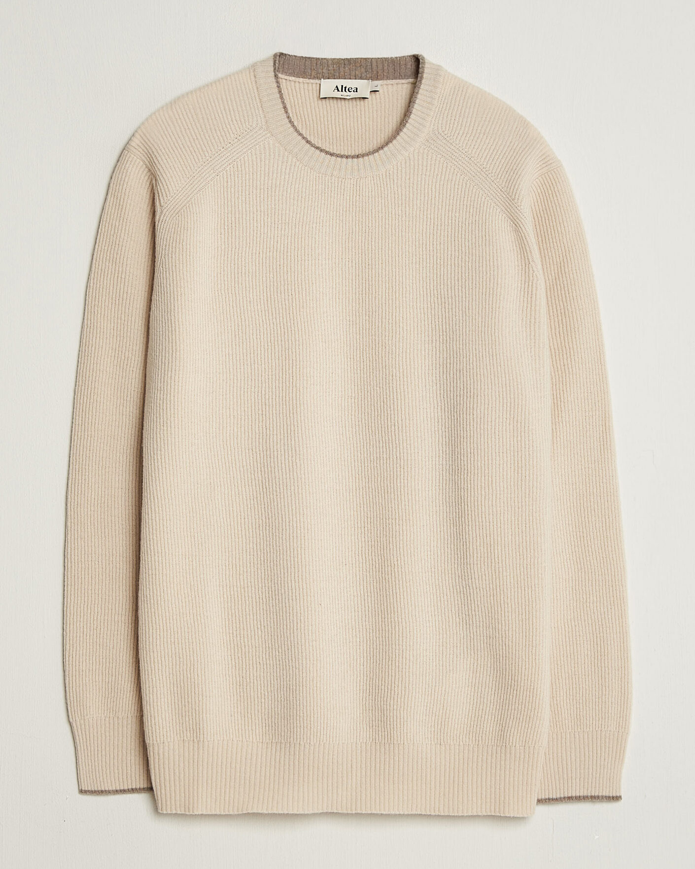 Men | Sweaters & Knitwear | Altea | Rib Wool Raglan Sweater Cream