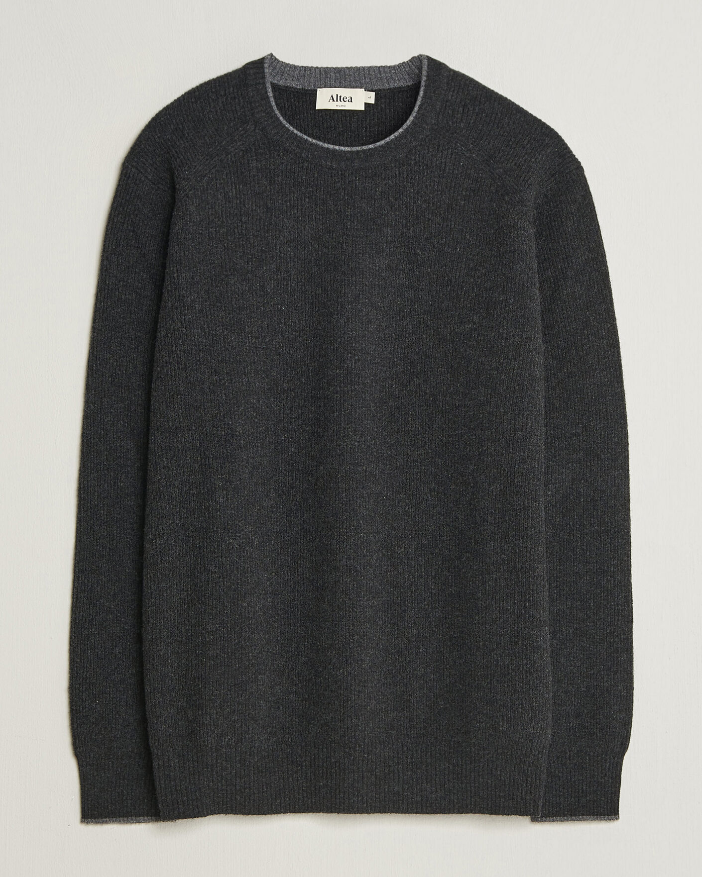 Men | Sweaters & Knitwear | Altea | Rib Wool Raglan Sweater Charcoal