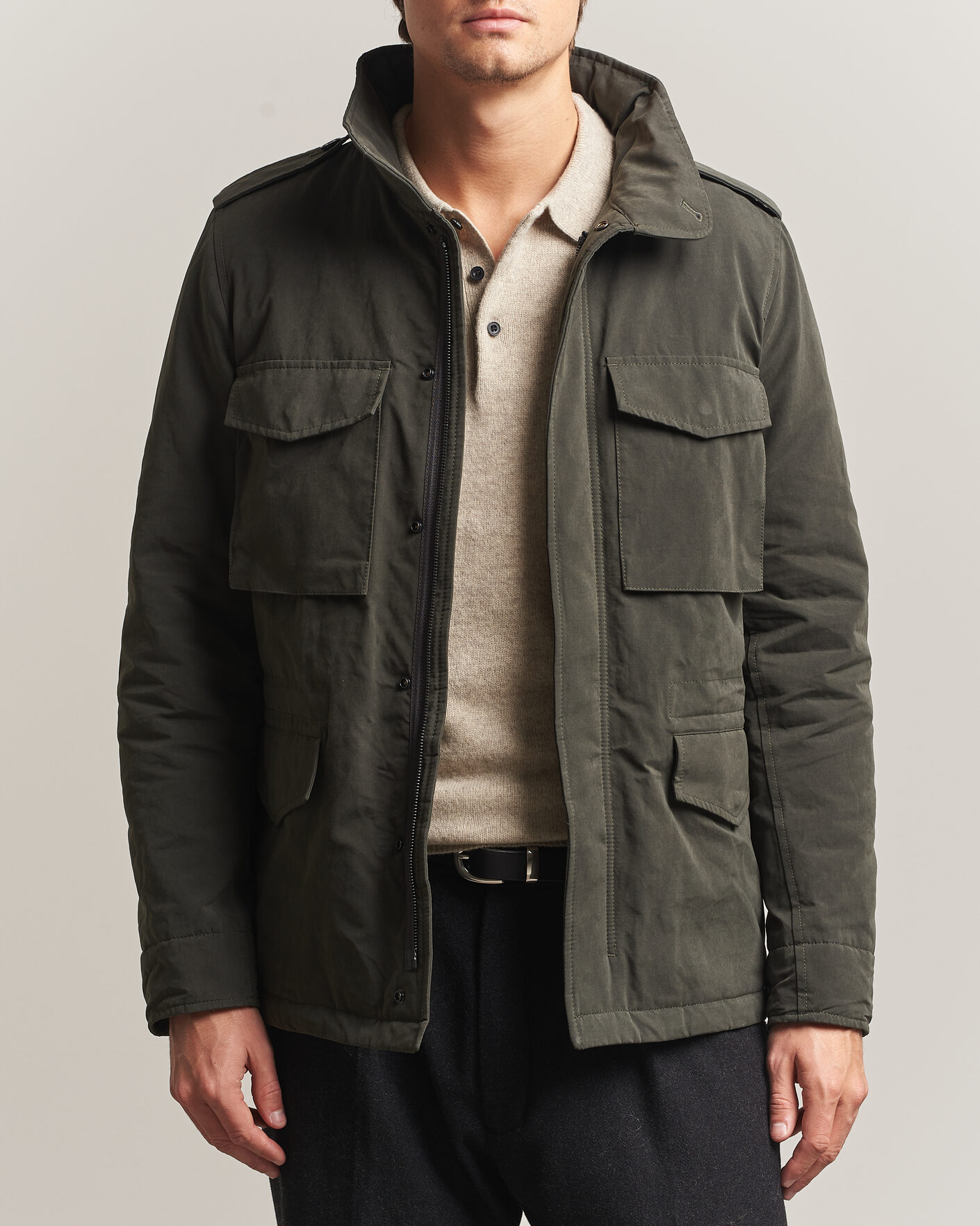 Men | Coats & Jackets | Aspesi | Lined Cotton Field Jacket Grey
