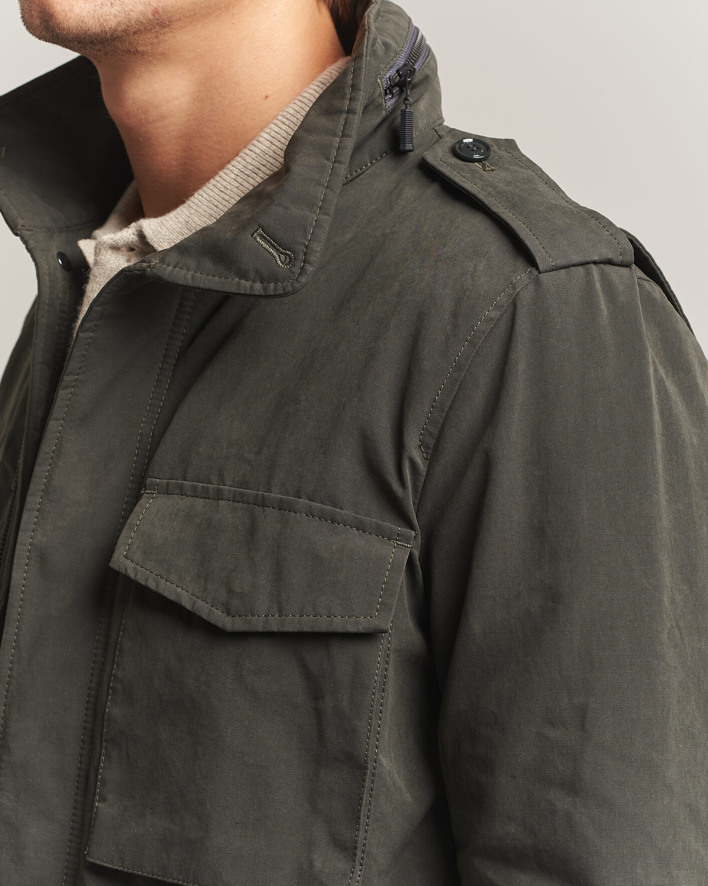 Men | Coats & Jackets | Aspesi | Lined Cotton Field Jacket Grey