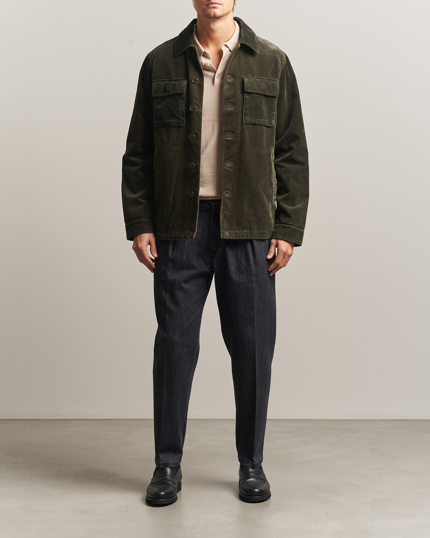 Men | Coats & Jackets | Aspesi | Tigre Corduroy Shirt Jacket Military