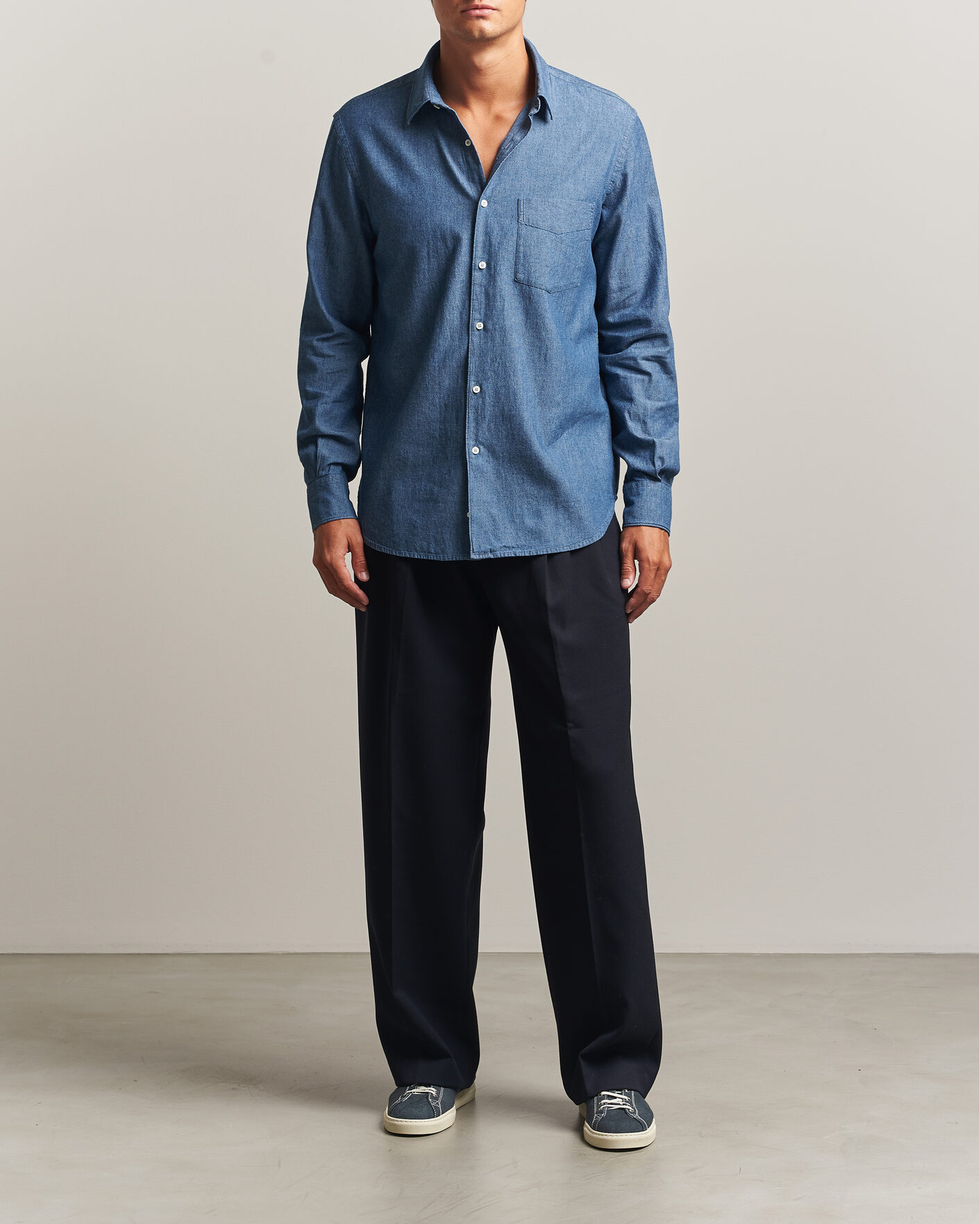 Men | Shirts | Aspesi | Chambray Shirt Blue Denim