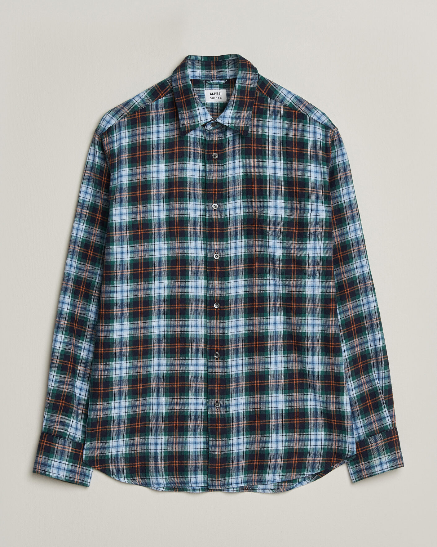 Men | Shirts | Aspesi | Flannel Shirt Blue Check