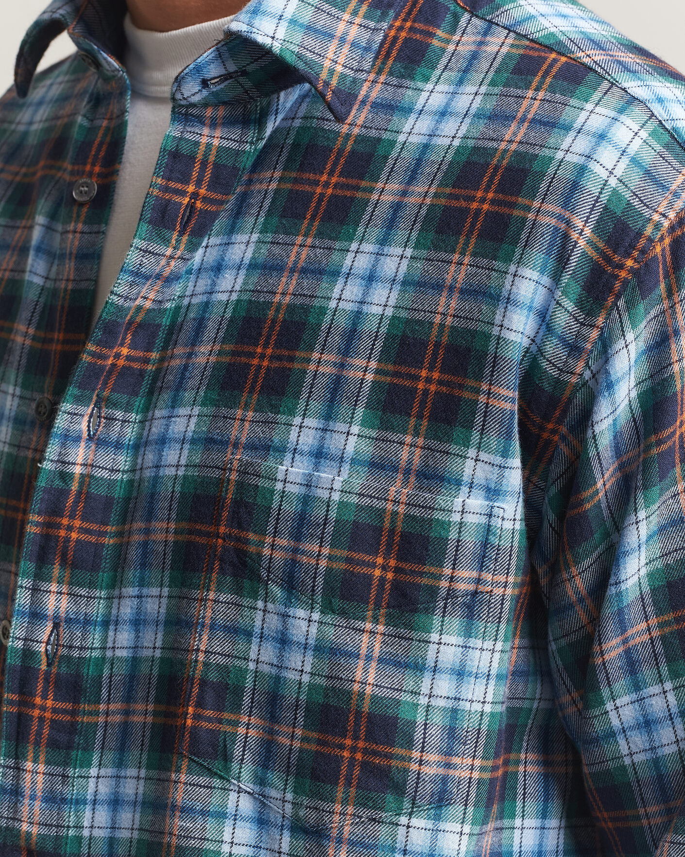 Men | Shirts | Aspesi | Flannel Shirt Blue Check