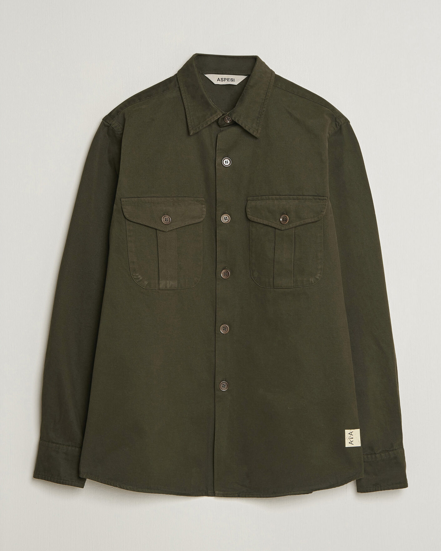 Men | Shirts | Aspesi | Twill Cotton Overshirt Military