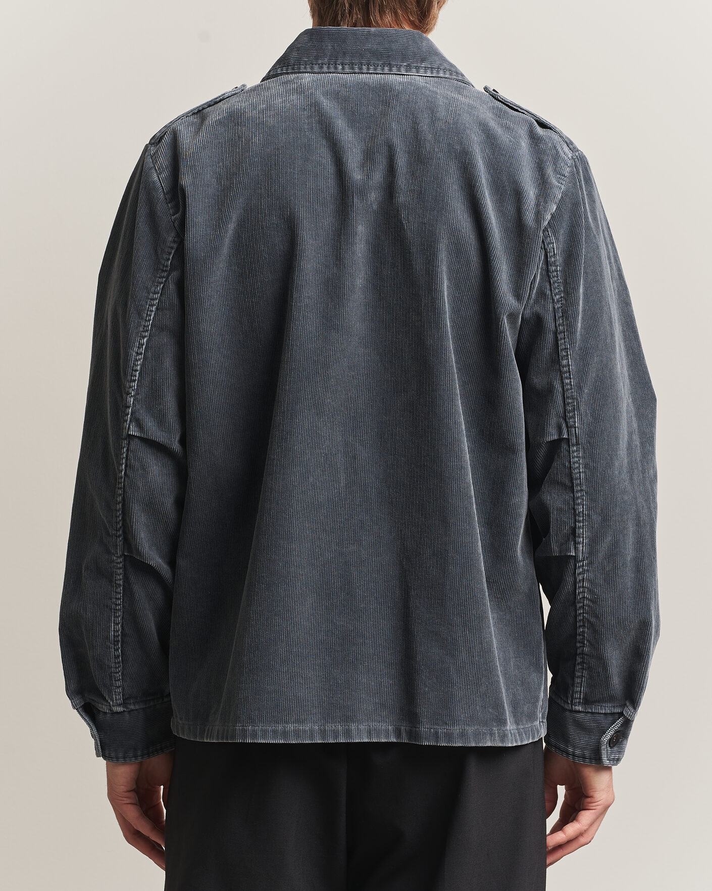 Men | Shirts | Aspesi | Double Pocket Corduroy Overshirt Washed Black