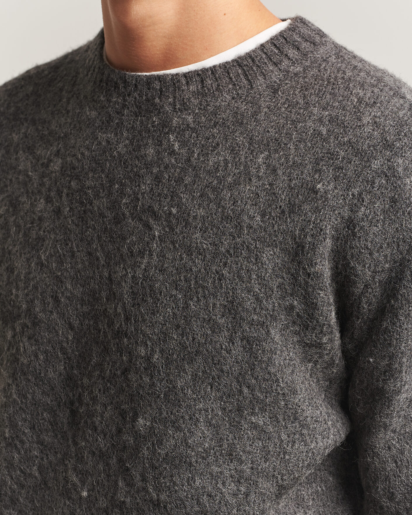 Men | Sweaters & Knitwear | Aspesi | Brushed Shetland Sweater Grey Melange