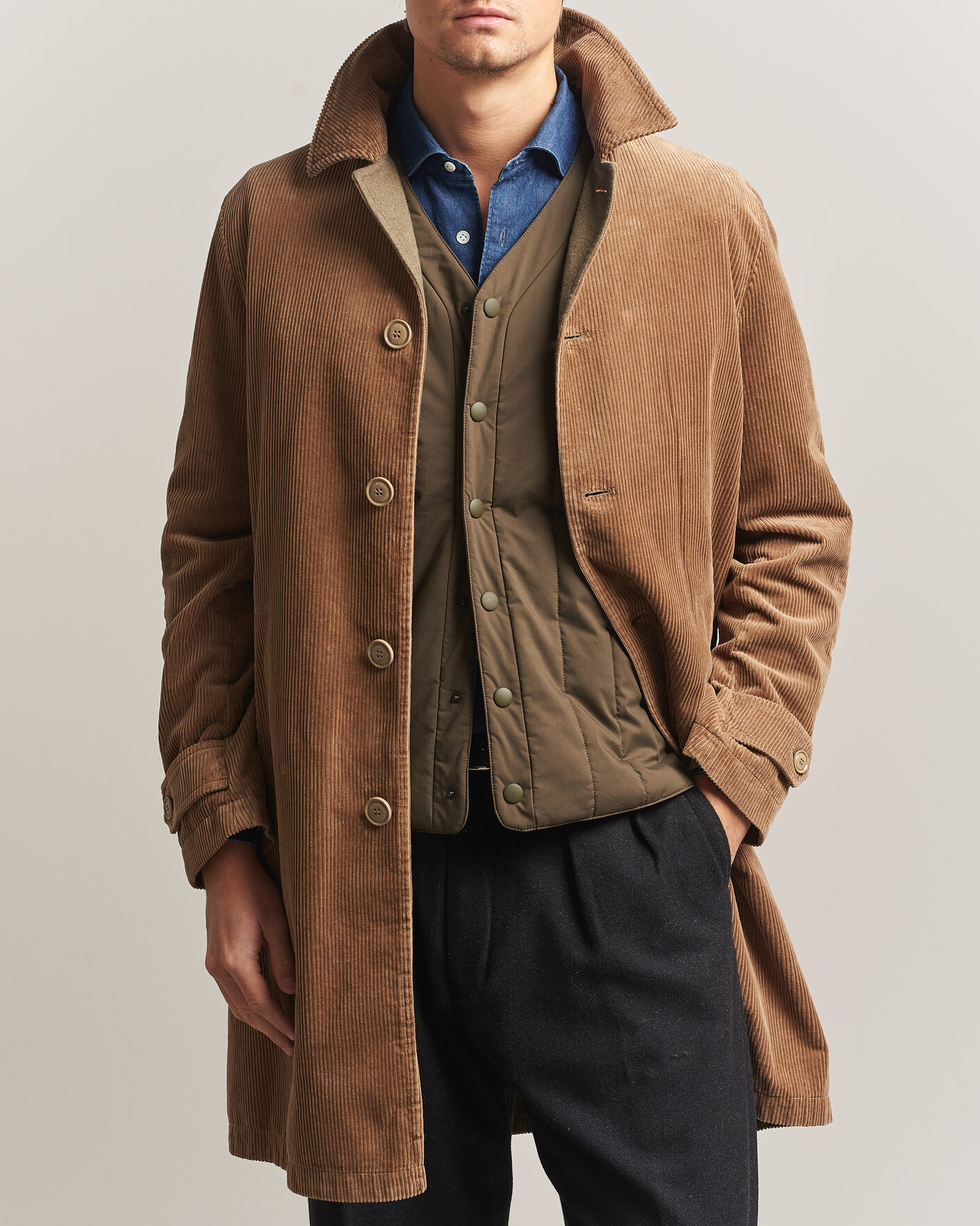 Men | Coats & Jackets | Aspesi | Corduroy Raglan Coat Beige