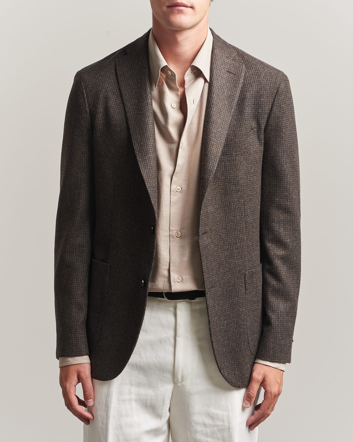 Boglioli K Jacket Wool Houndstooth Blazer Dark Brown at CareOfCarl.com