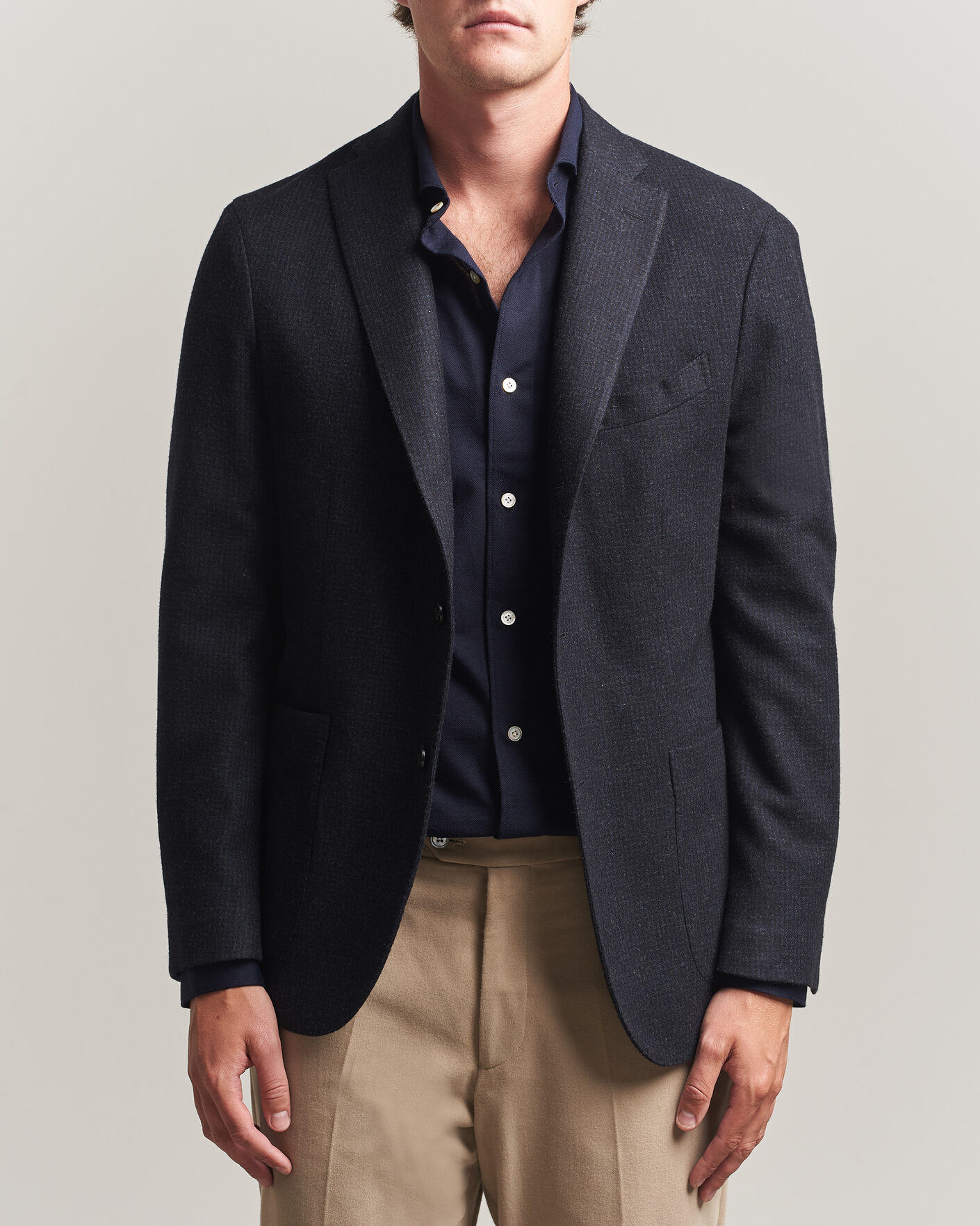 Men | Blazers | Boglioli | K Jacket Wool Houndstooth Blazer Navy