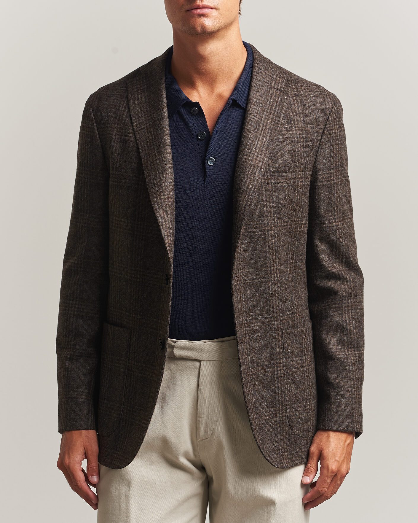 Men | Blazers | Boglioli | K Jacket Wool Check Blazer Dark Brown