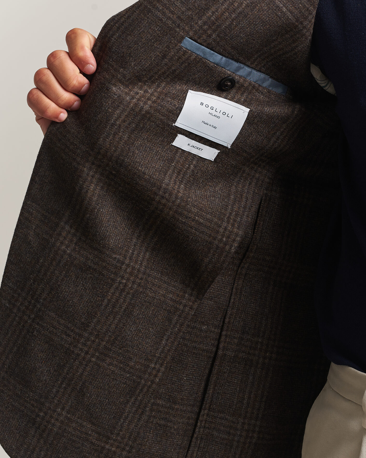 Boglioli K Jacket Wool Check Blazer Dark Brown at CareOfCarl.com