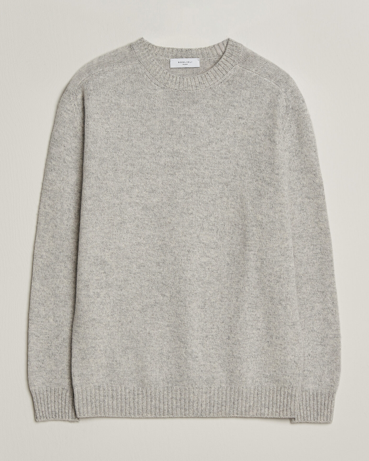 Men | Sweaters & Knitwear | Boglioli | Cloud Cashmere Crew Neck Light Grey