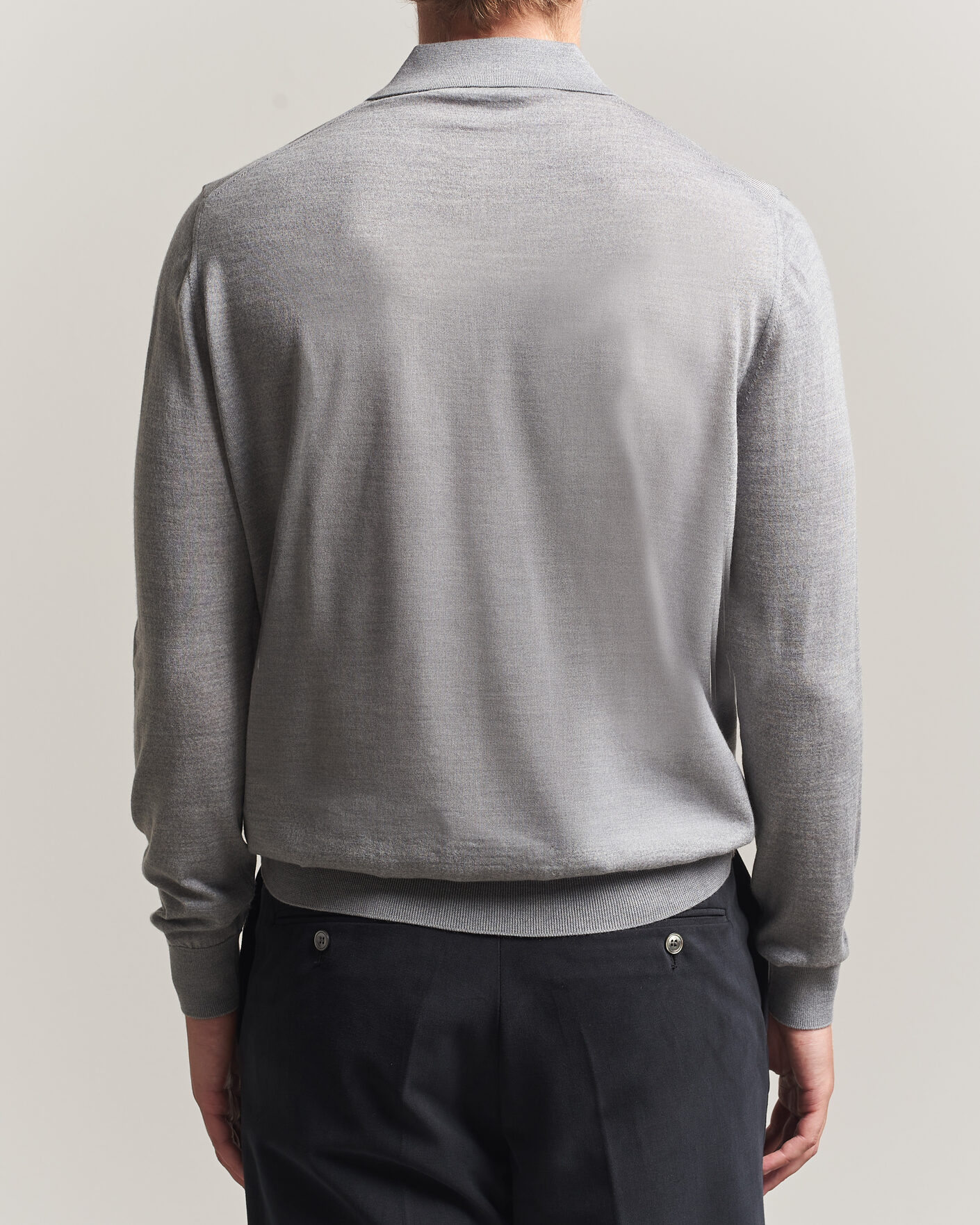 Men | Sweaters & Knitwear | Boglioli | Knitted Long Sleeve Polo Light Grey
