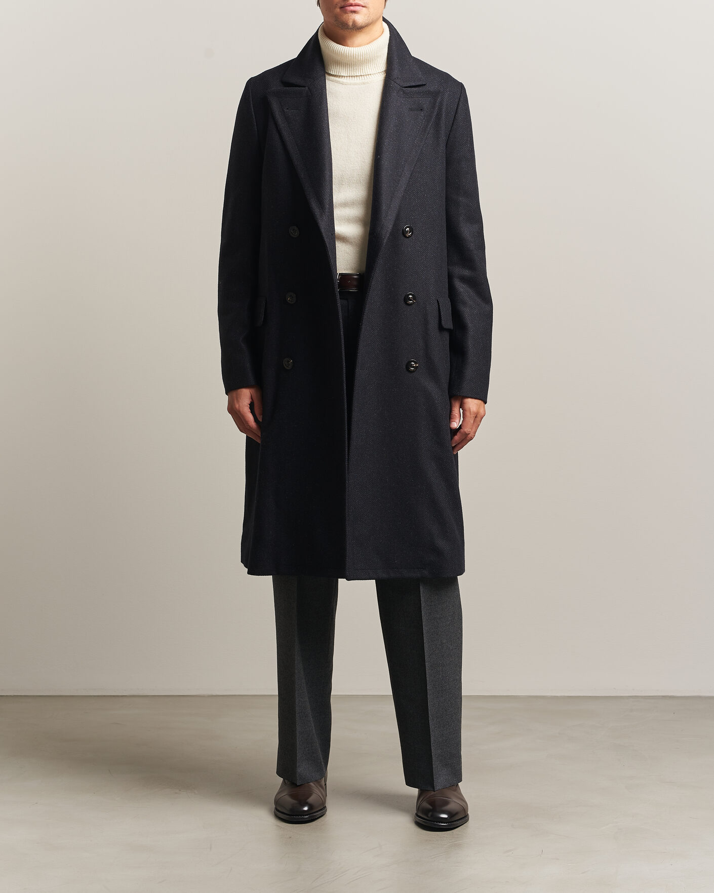 Men | Coats & Jackets | Boglioli | Double Breasted Wool Coat Navy