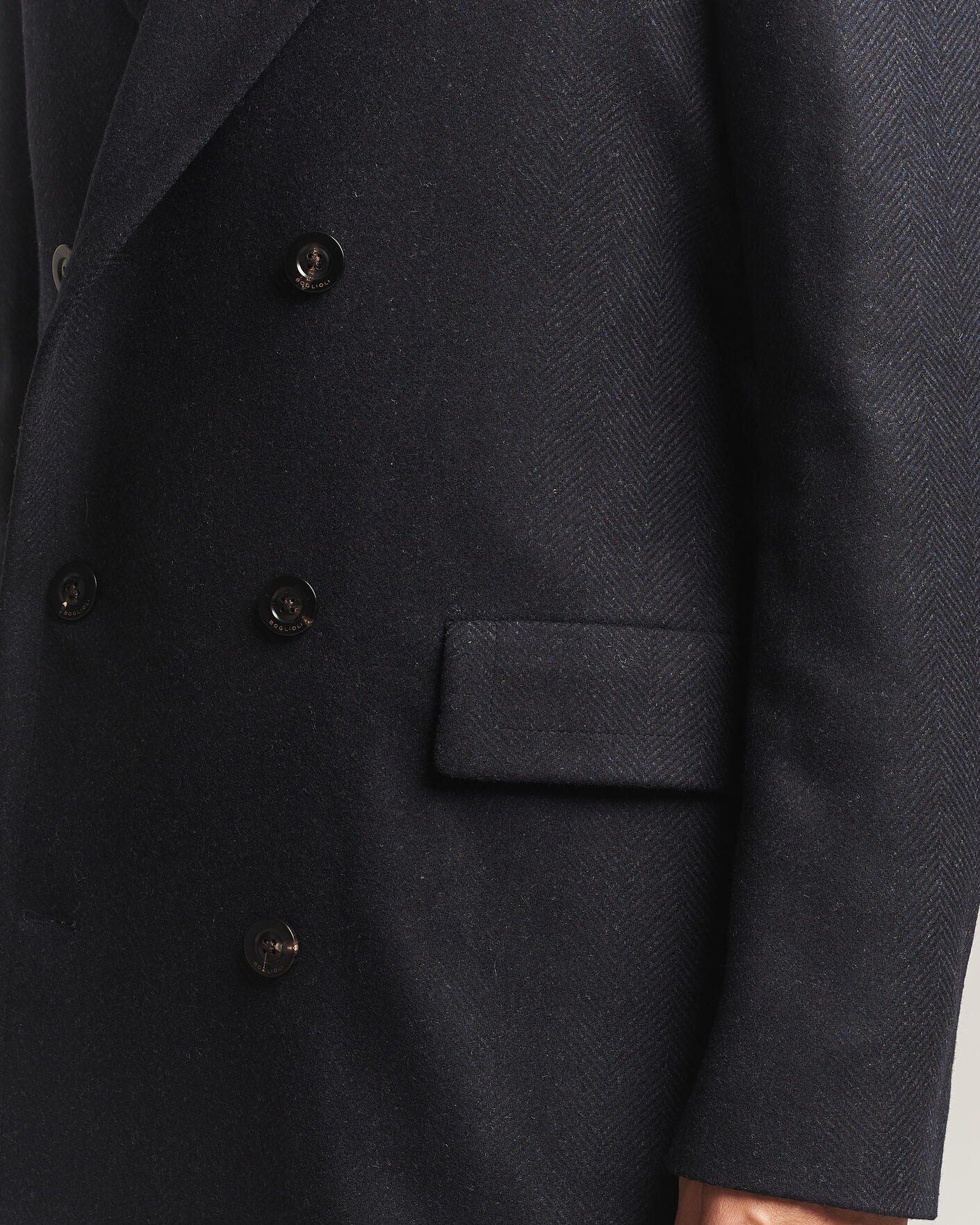 Men | Coats & Jackets | Boglioli | Double Breasted Wool Coat Navy