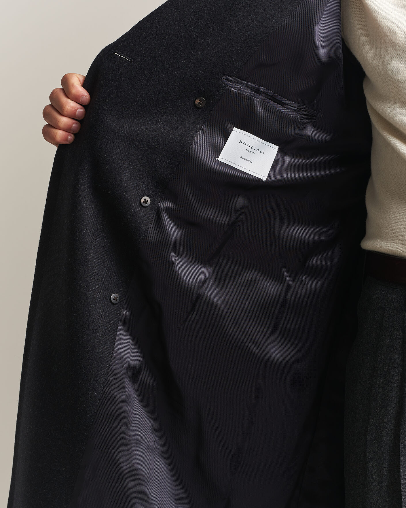 Men | Coats & Jackets | Boglioli | Double Breasted Wool Coat Navy