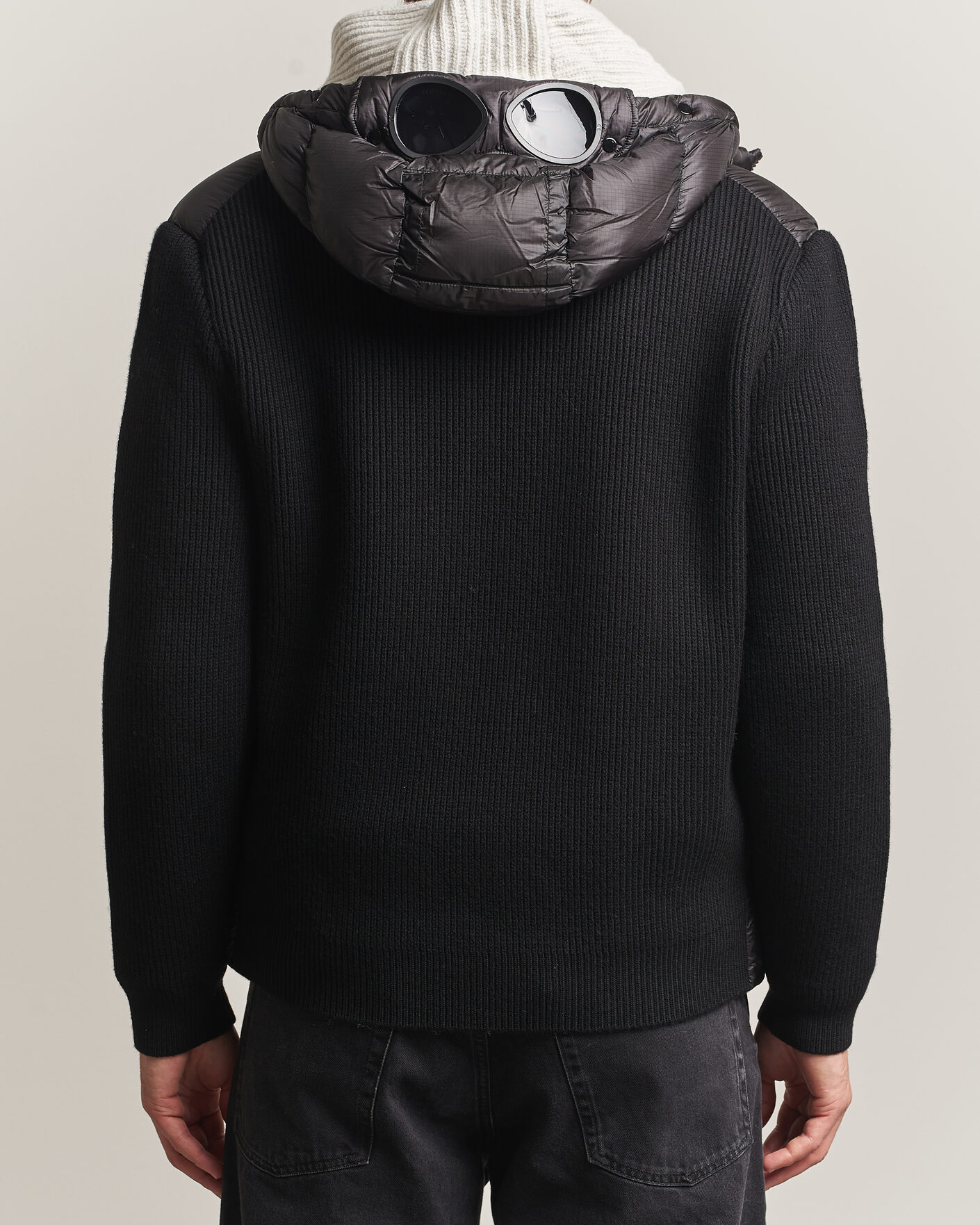 Men | Coats & Jackets | C.P. Company | Merino Wool Padded Hybrid Hood Jacket Black
