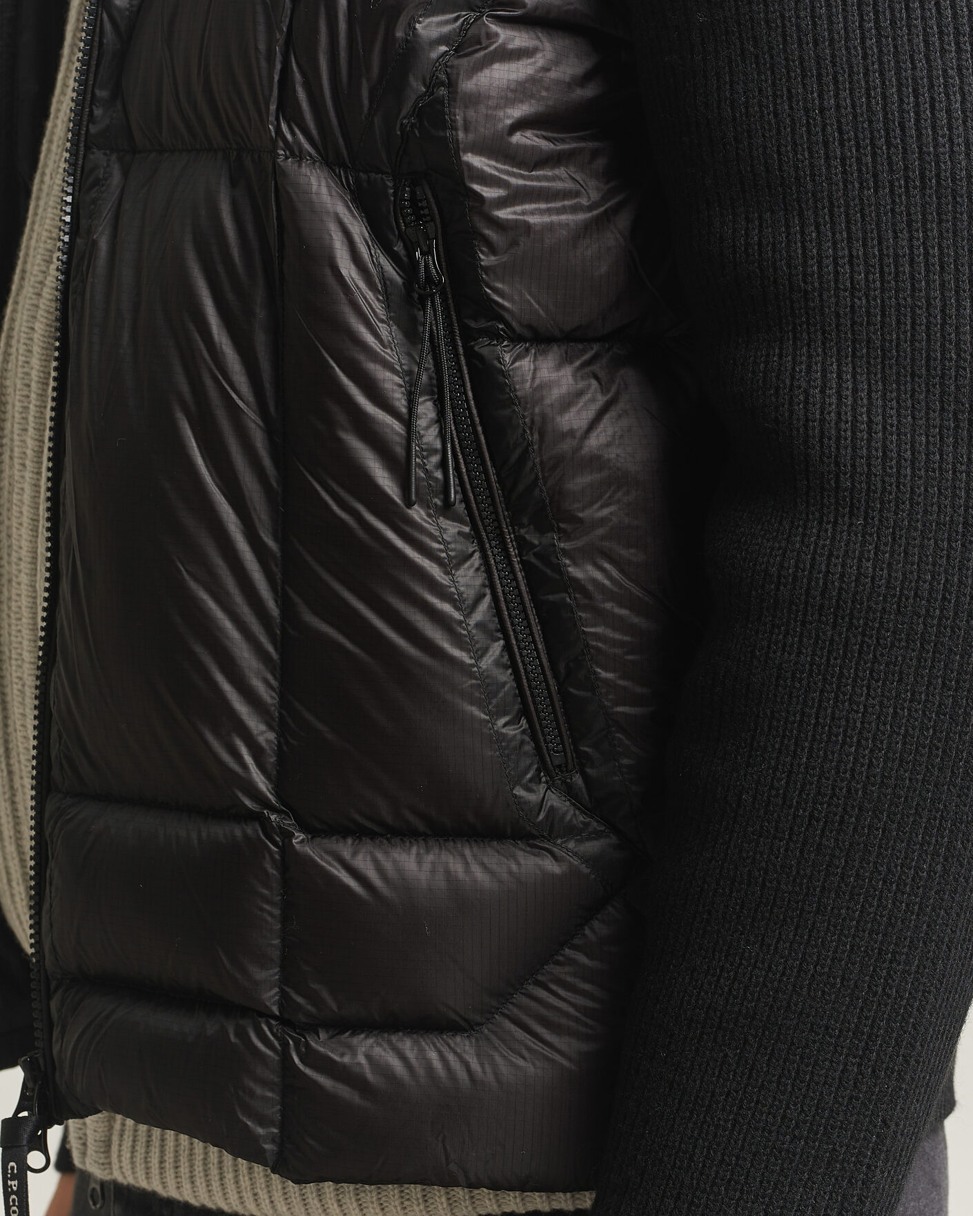 Men | Coats & Jackets | C.P. Company | Merino Wool Padded Hybrid Hood Jacket Black