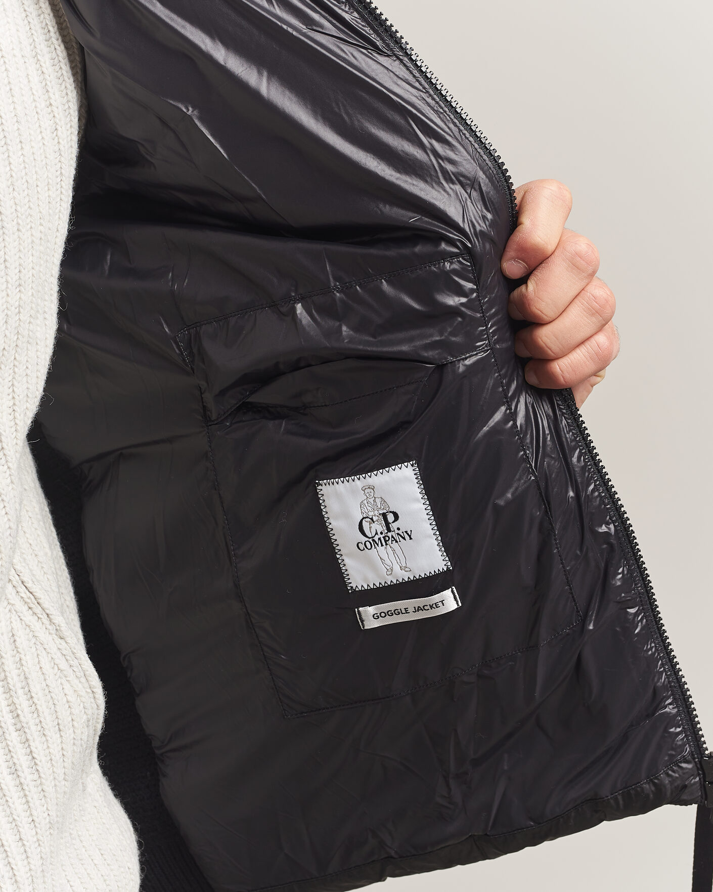 Men | Coats & Jackets | C.P. Company | Merino Wool Padded Hybrid Hood Jacket Black