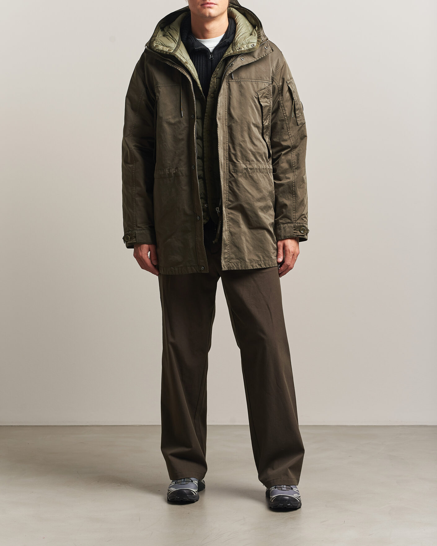 Men | Coats & Jackets | C.P. Company | Micro Kei 2 in 1 Nylon Parka Olive