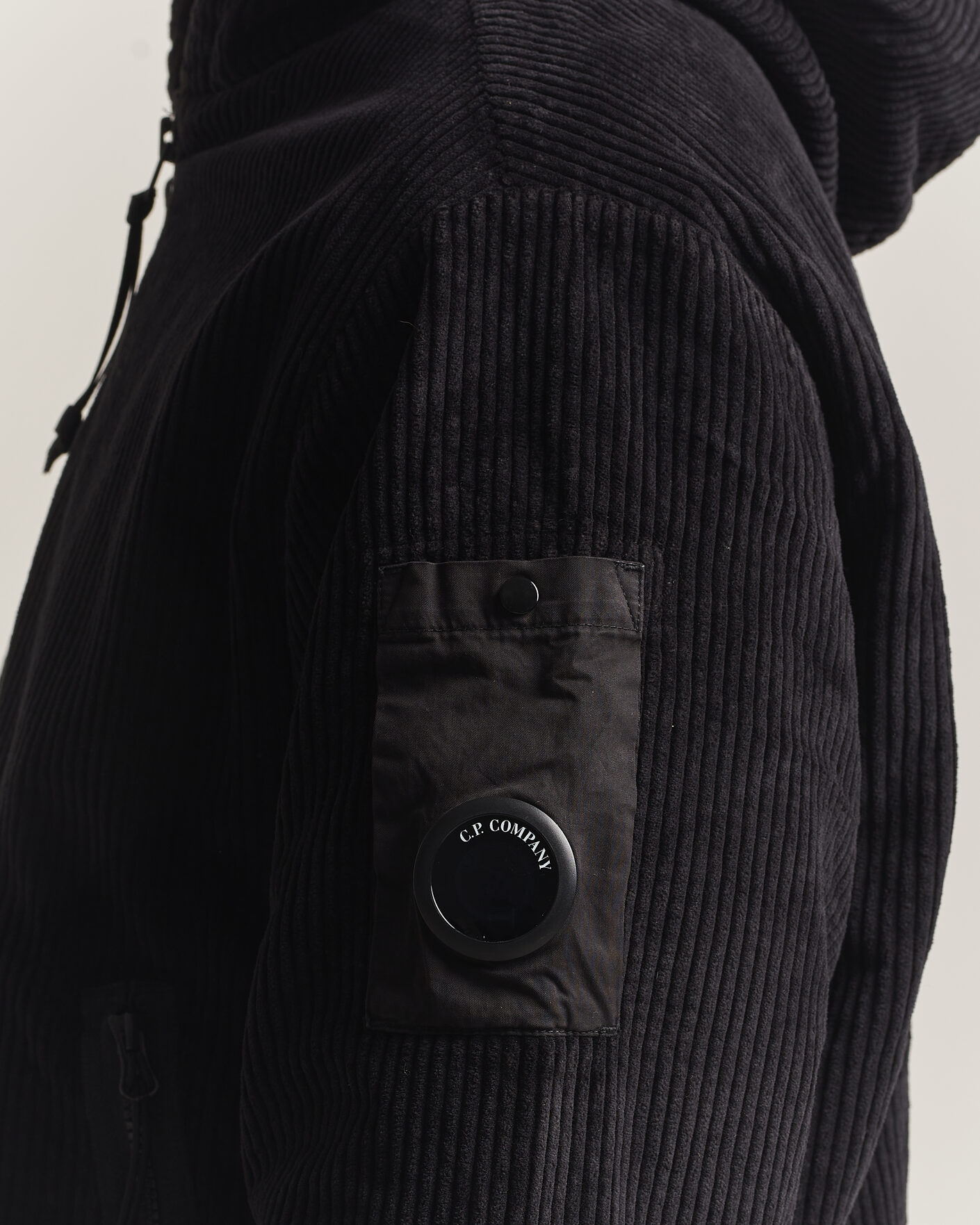 Men | Coats & Jackets | C.P. Company | Light Padded Hood Corduroy Jacket Black