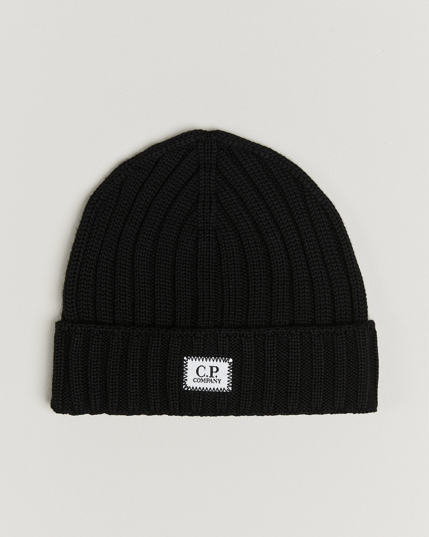 Men | Beanies | C.P. Company | Extra Fine Merino Rib Knitted Hat Black