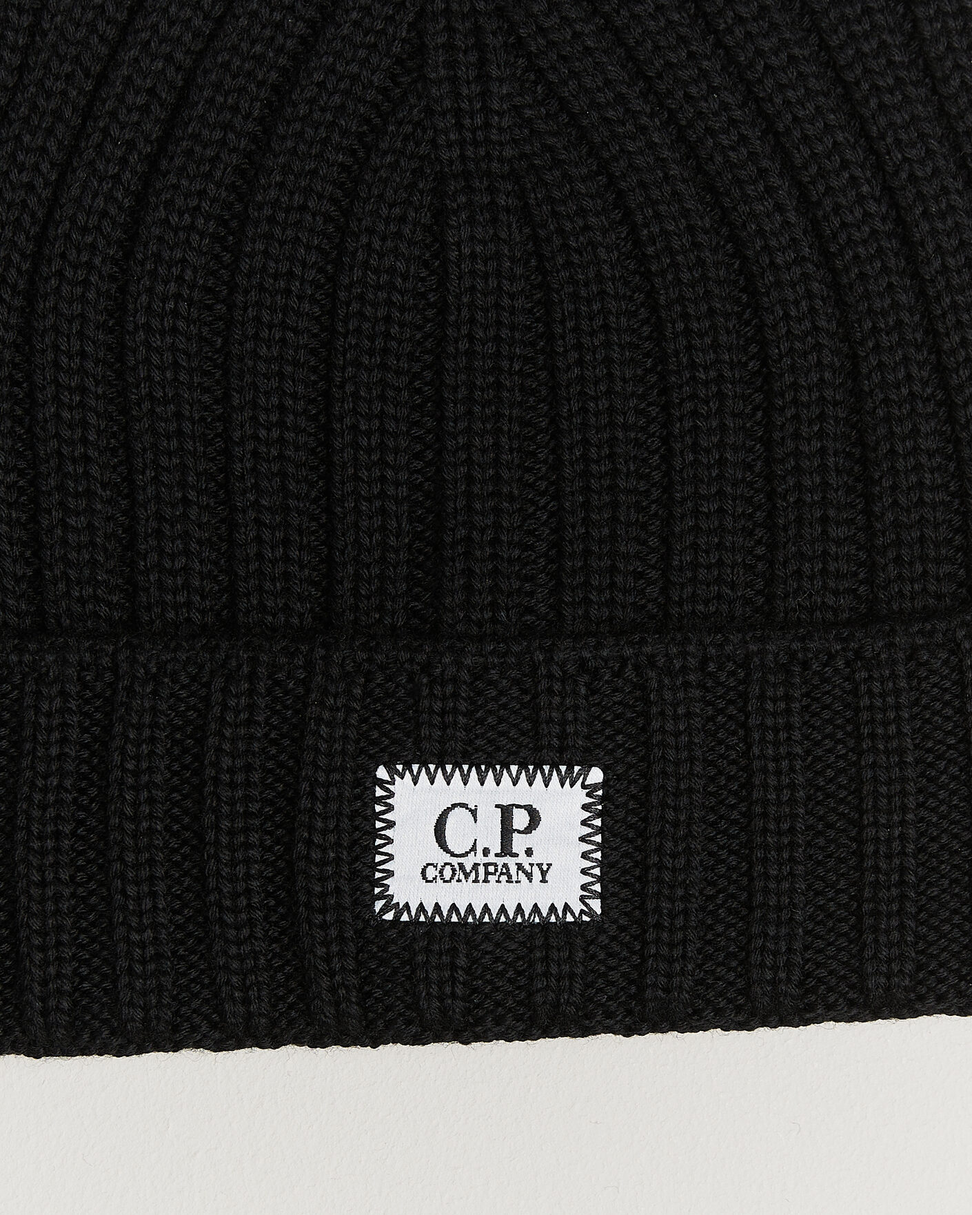 Men | Beanies | C.P. Company | Extra Fine Merino Rib Knitted Hat Black