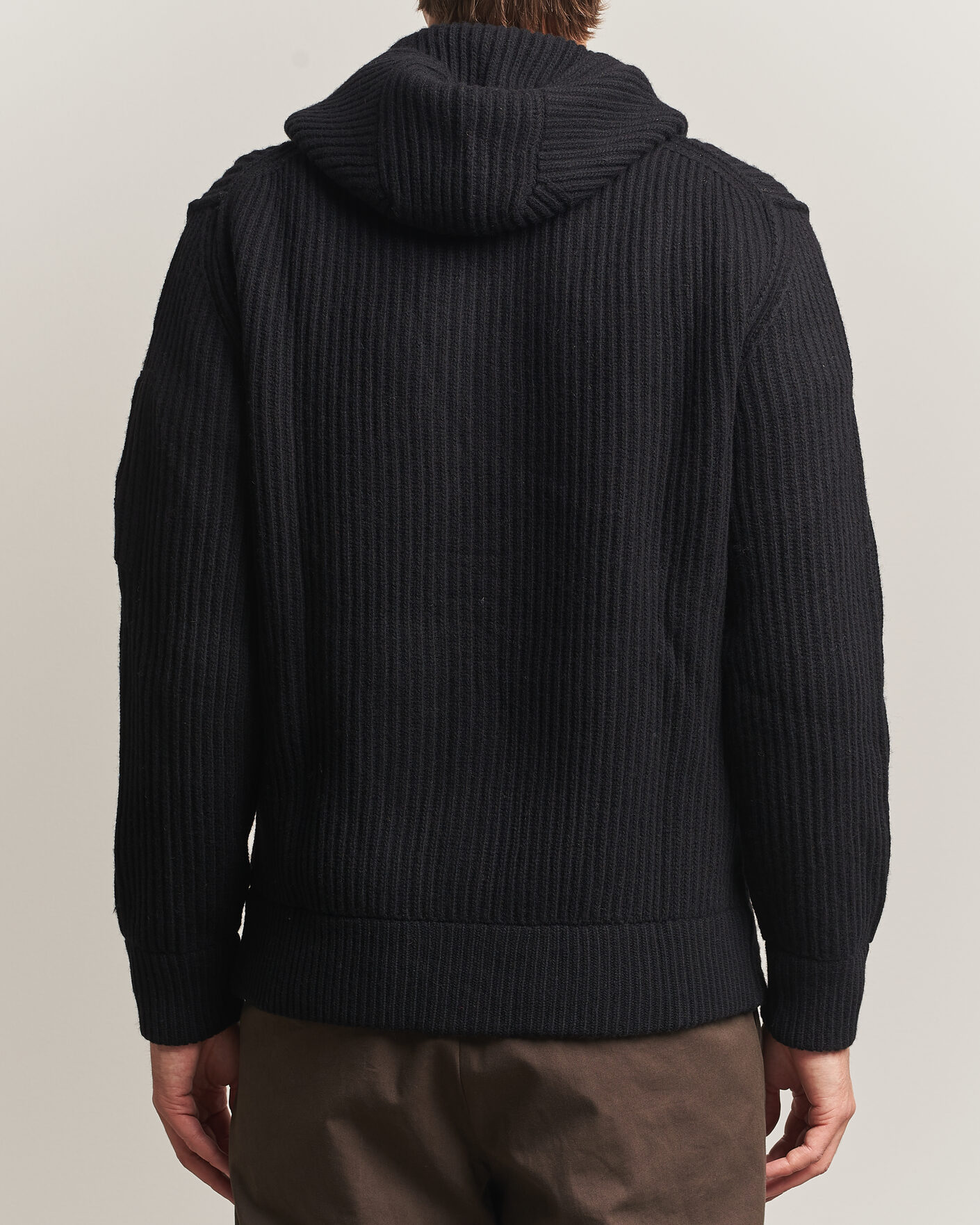 Men | Sweaters & Knitwear | C.P. Company | Heavy Lambswool Hood Zip Black