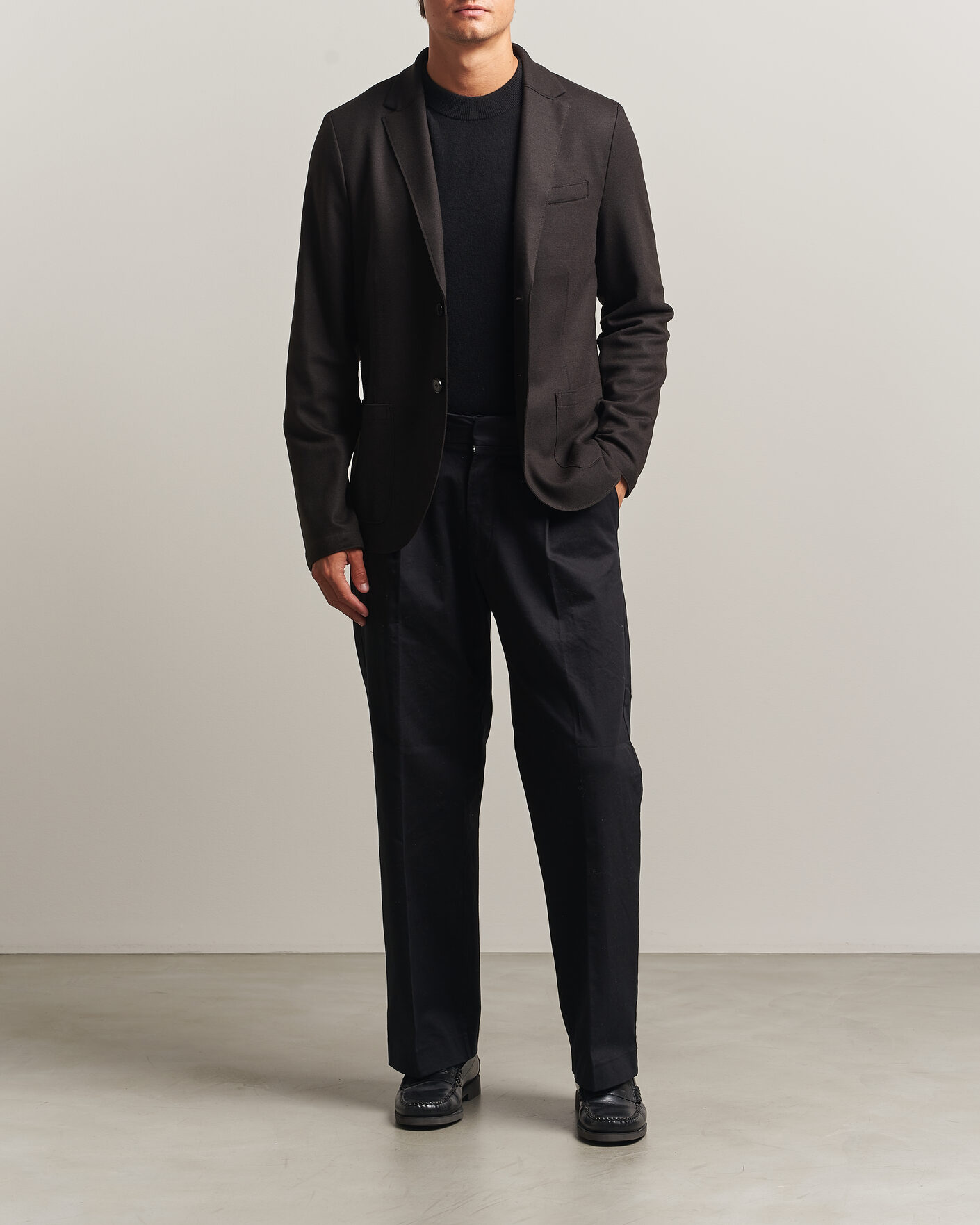 Men | Blazers | Harris Wharf London | Two Button Superfine Merino Blazer Brown