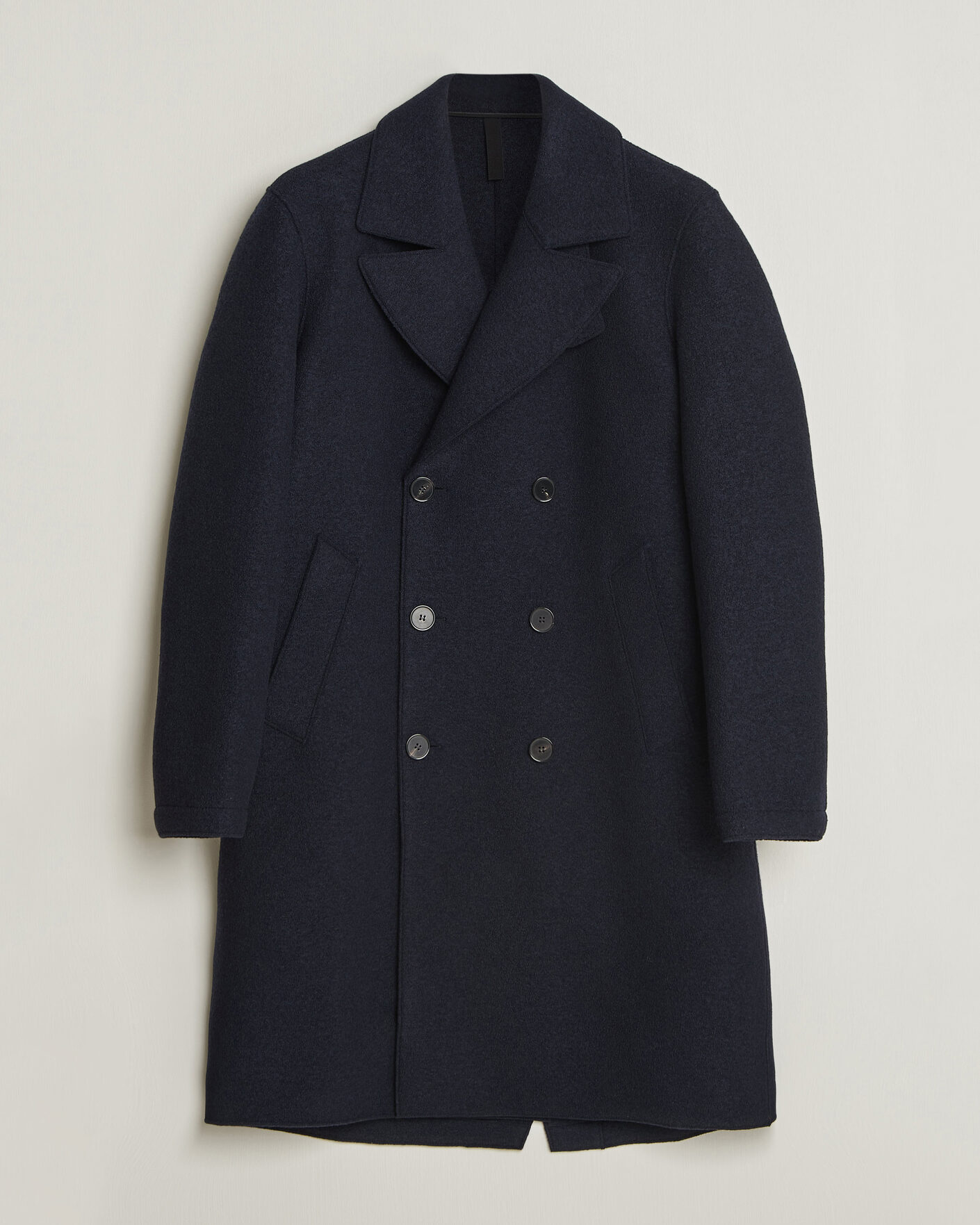 Men | Coats & Jackets | Harris Wharf London | Pressed Wool Long Peacoat Navy Blue
