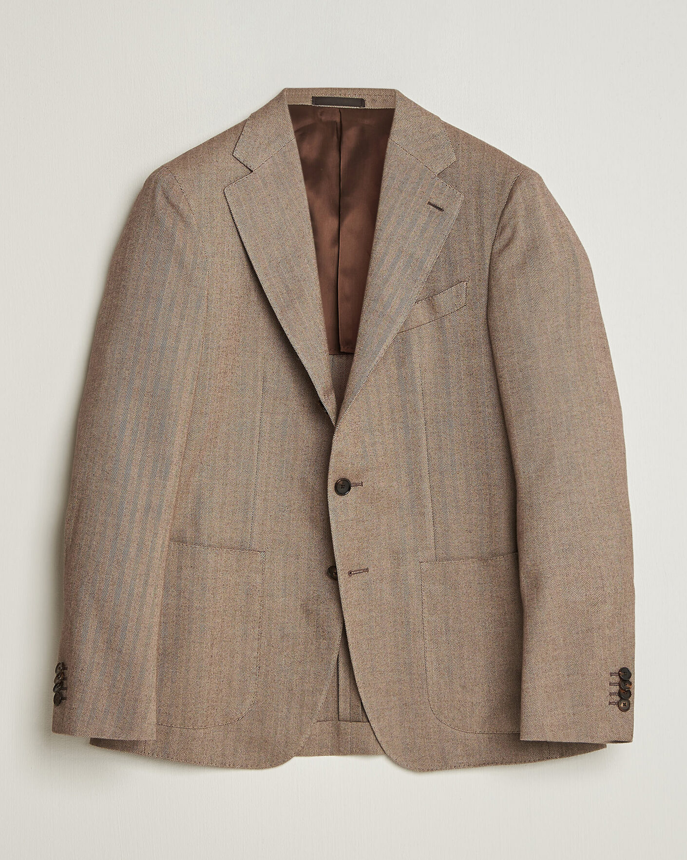 Men | Blazers | Caruso | Aida Herringbone Cotton Flannel Blazer Beige