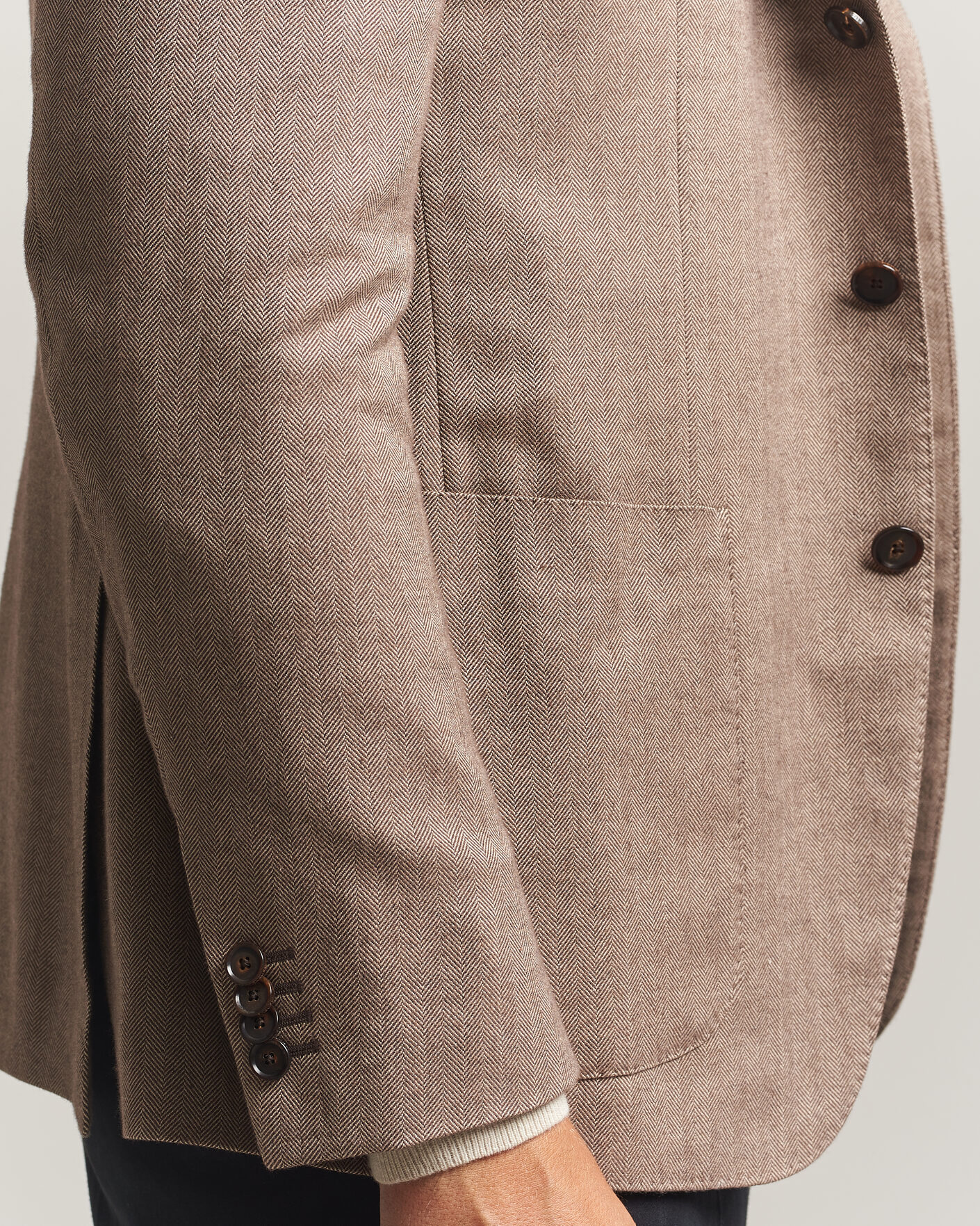 Men | Blazers | Caruso | Aida Herringbone Cotton Flannel Blazer Beige