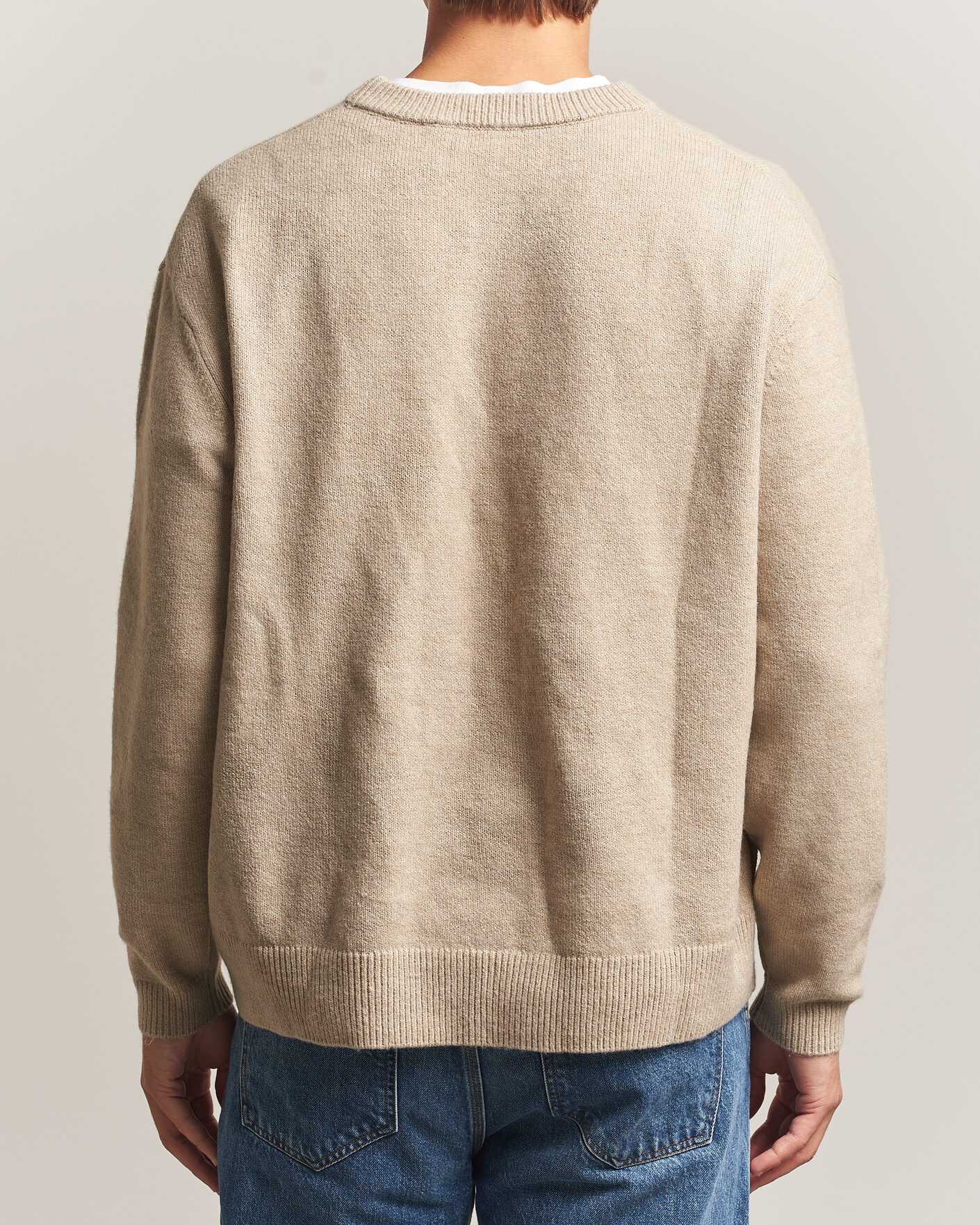 Men | Sweaters & Knitwear | KnowledgeCotton Apparel | Knitted Crewneck Feather Grey