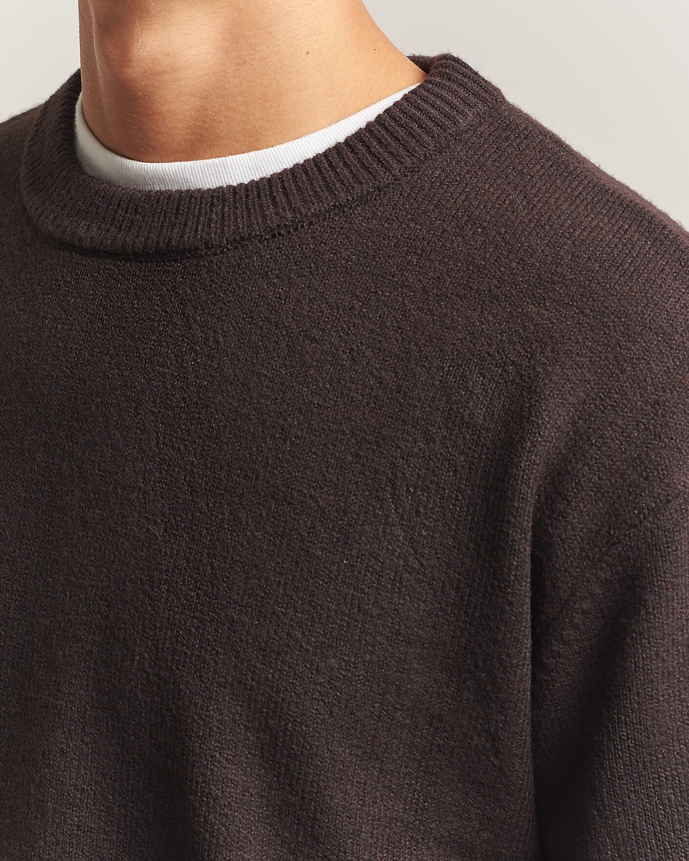 Men | Sweaters & Knitwear | KnowledgeCotton Apparel | Knitted Crewneck Chocolate Tort