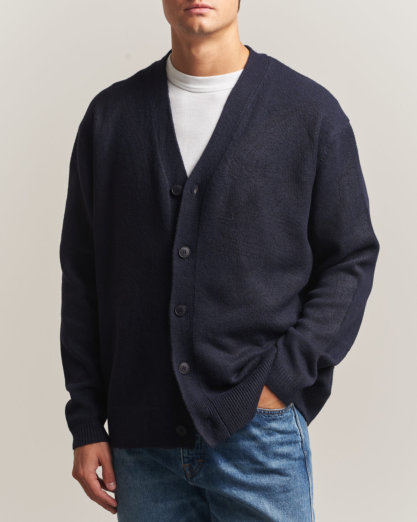 Men | Sweaters & Knitwear | KnowledgeCotton Apparel | Knitted Cardigan Night Sky