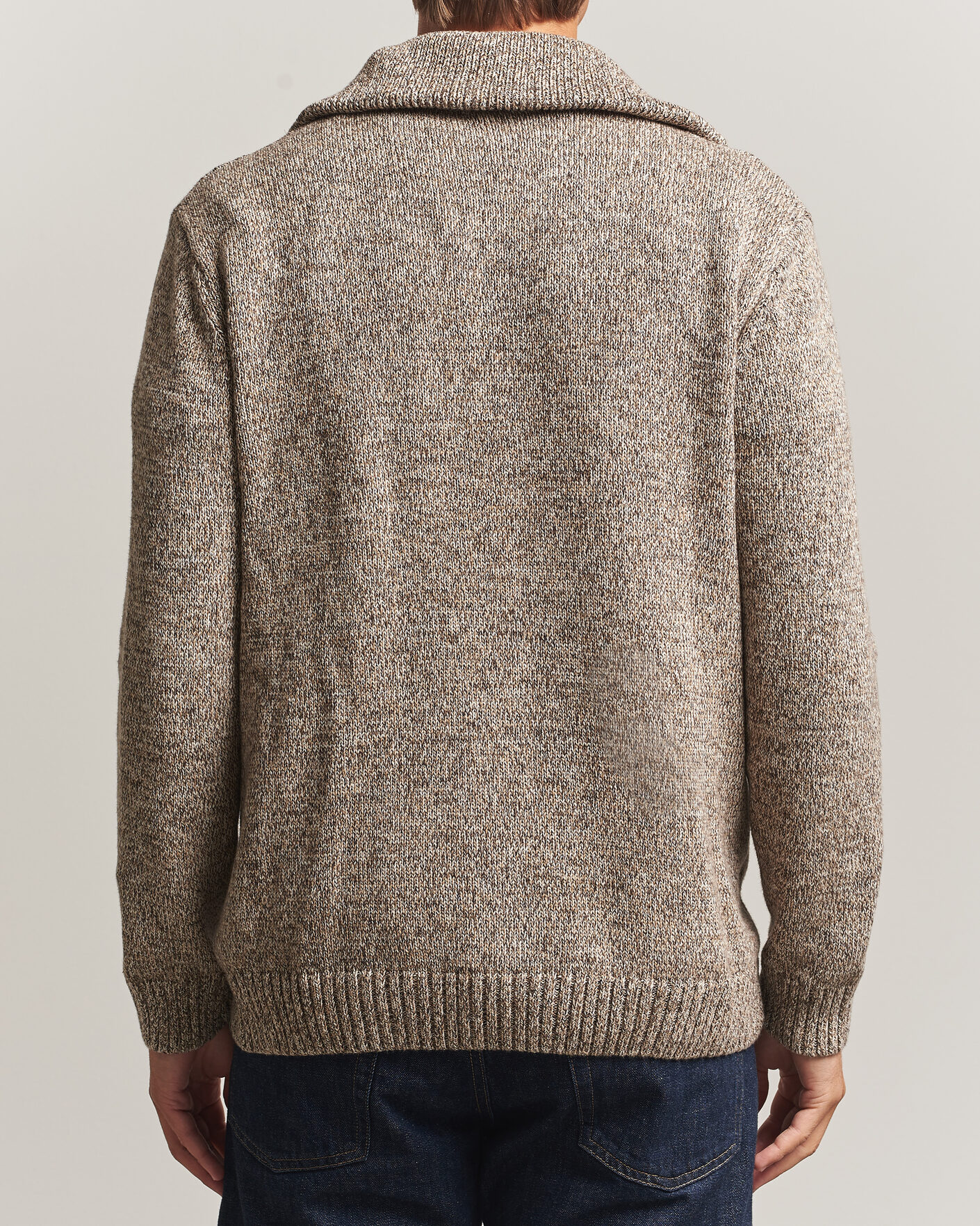 Men | Sweaters & Knitwear | KnowledgeCotton Apparel | Heavy Knitted Half Zip Brown