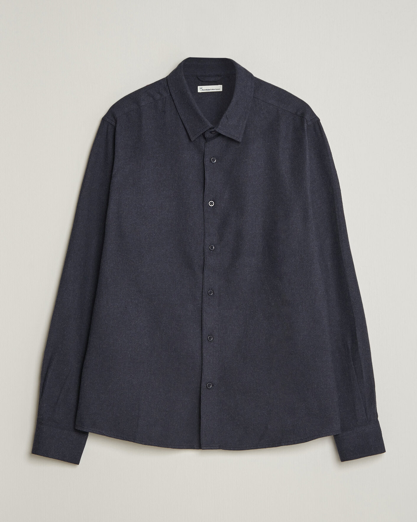 Men | Shirts | KnowledgeCotton Apparel | Regular Fit Melange Flannel Shirt Navy