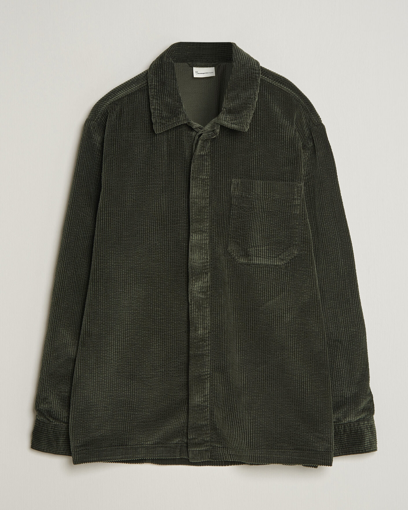 Men | Shirts | KnowledgeCotton Apparel | Cotton Corduroy Overshirt Forest Night