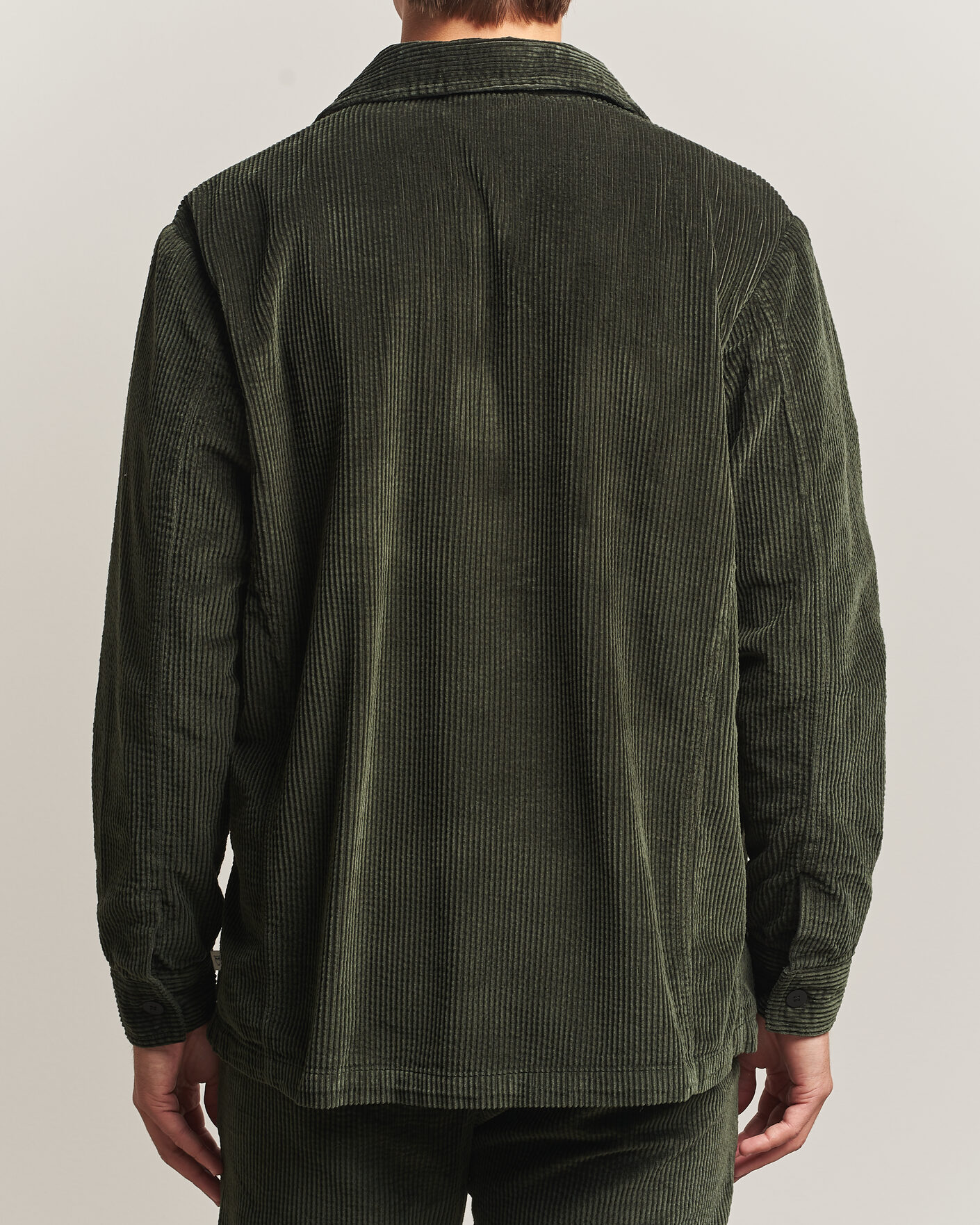 Men | Shirts | KnowledgeCotton Apparel | Cotton Corduroy Overshirt Forest Night