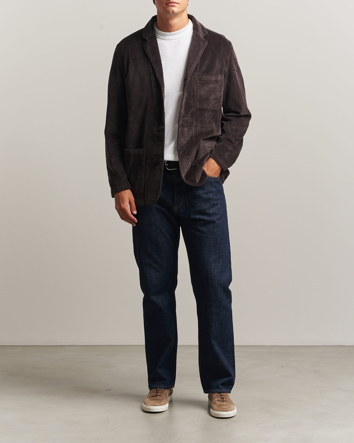 Men | Blazers | KnowledgeCotton Apparel | Cotton Corduroy Blazer Chocolate