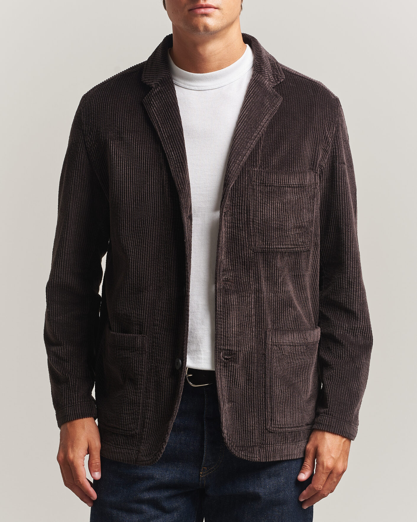 Men | Blazers | KnowledgeCotton Apparel | Cotton Corduroy Blazer Chocolate