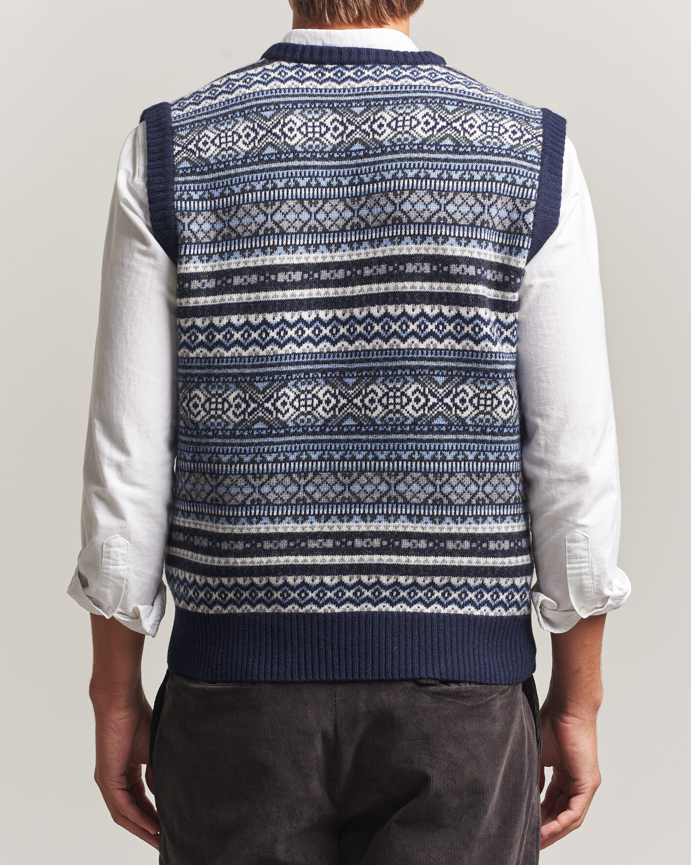 Men | Sweaters & Knitwear | Morgano | Wool/Cashmere Fair Isle Knitted Vest Navy